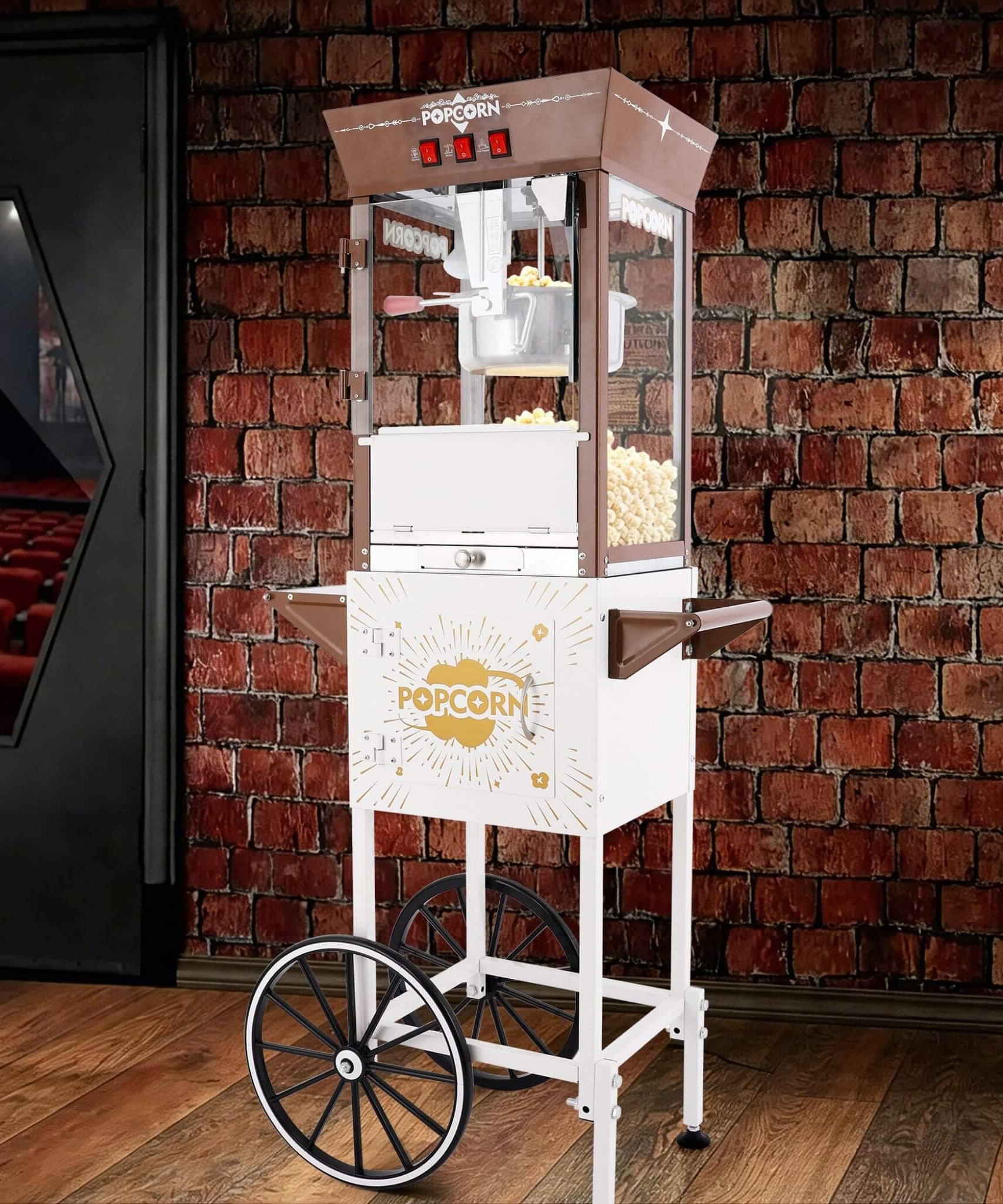 12-Ounce Commercial Retro Popcorn Machine Cart With Candy Boxes (SAK80954)