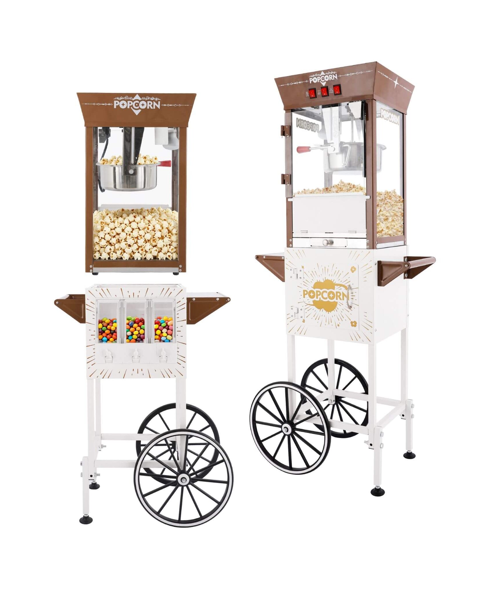 12-Ounce Commercial Retro Popcorn Machine Cart With Candy Boxes (SAK80954)