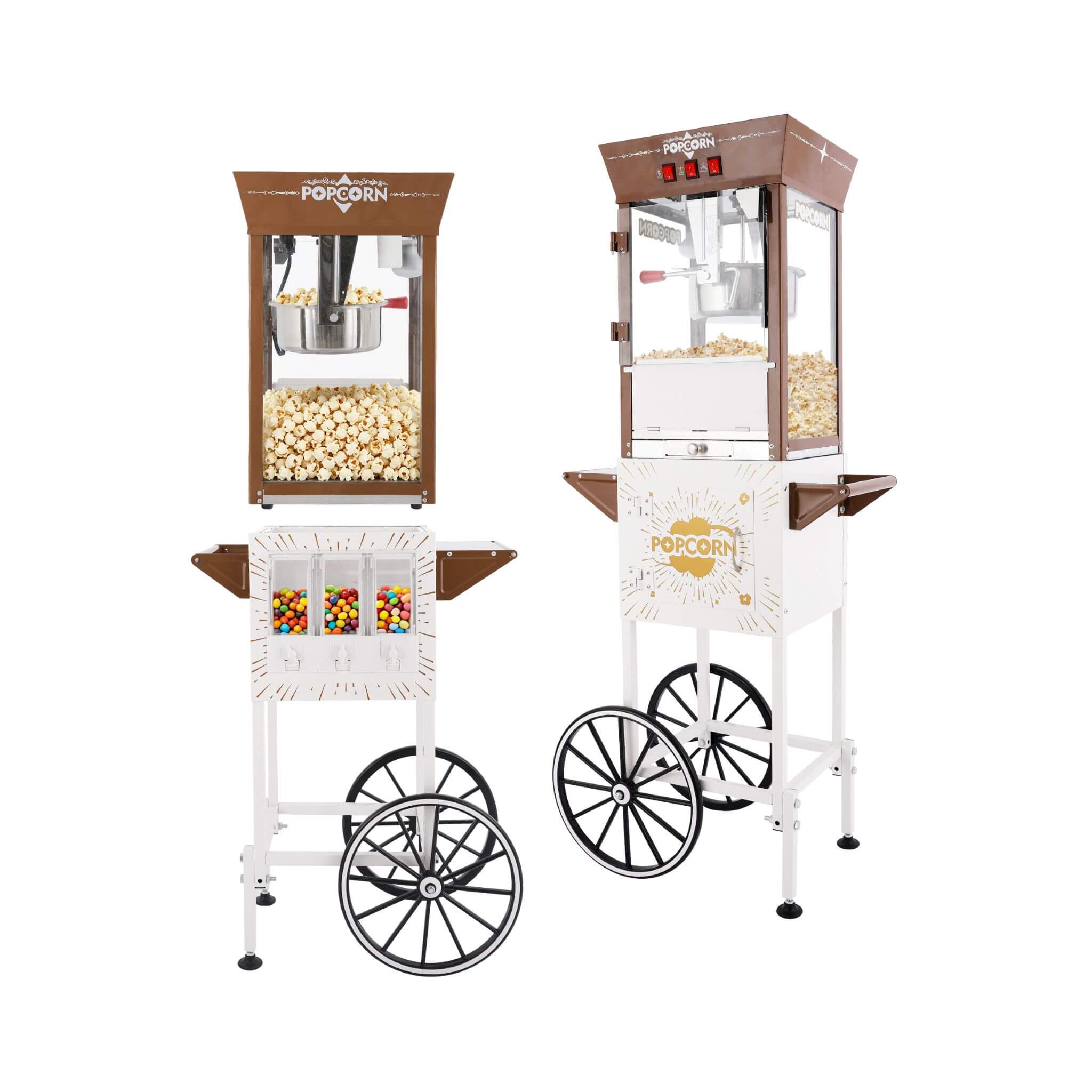 12-Ounce Commercial Retro Popcorn Machine Cart With Candy Boxes (SAK80954)