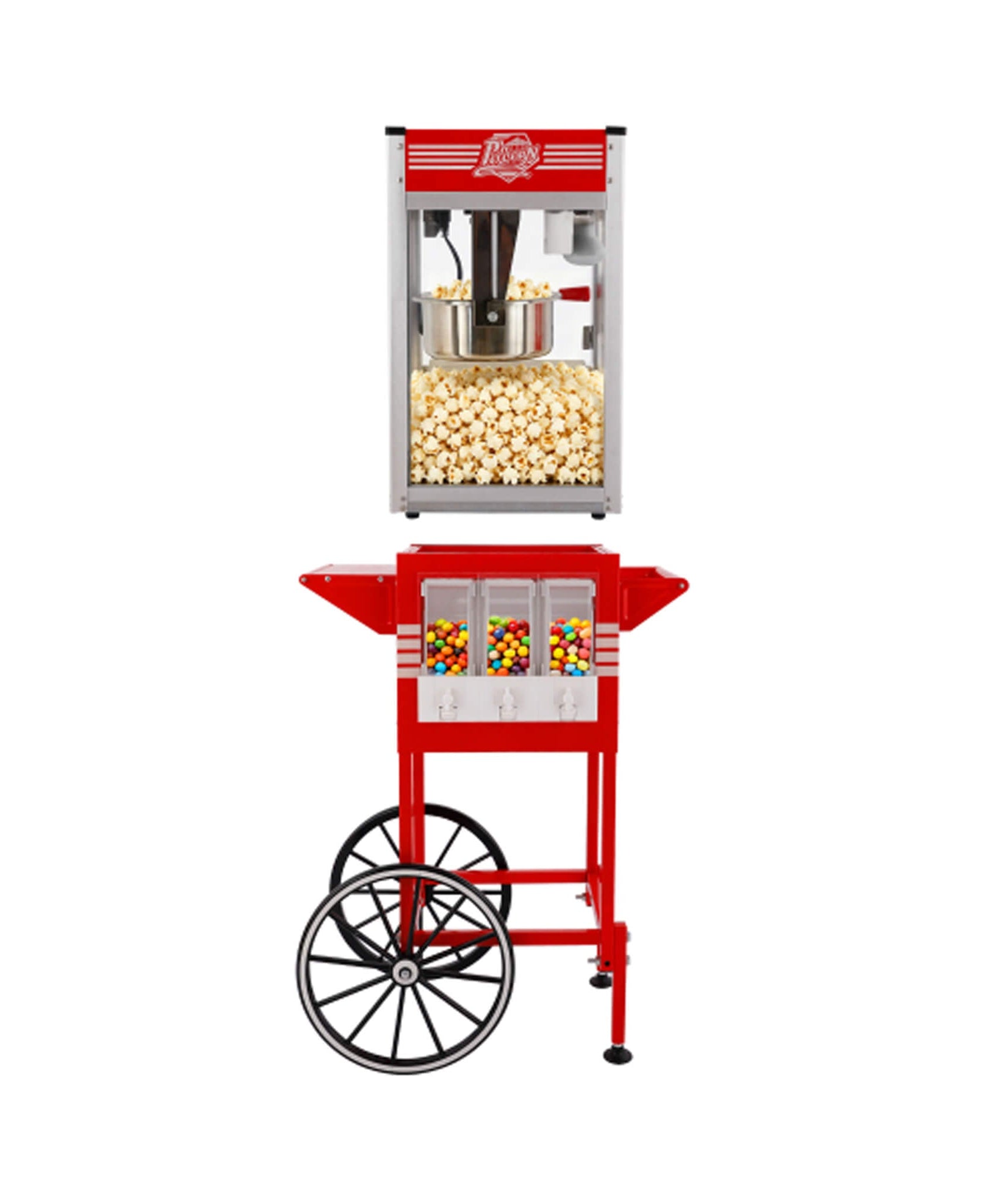 12-Ounce Commercial Retro Popcorn Machine Cart With Candy Boxes (SAK80954)