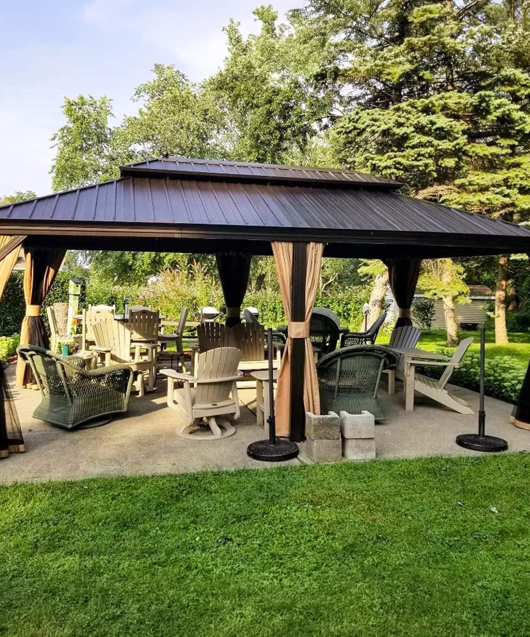 [12X20FT] Alora Heavy-Duty Outdoor Backyard Hardtop Gazebo With Netting And Curtains (SAK18352)