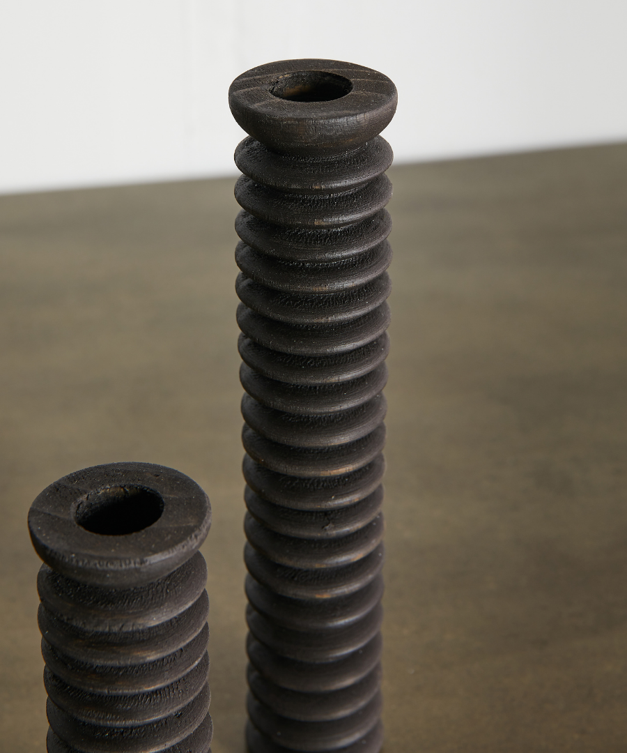 Spiral Pine Modern Wood Candle Candlestick Holder