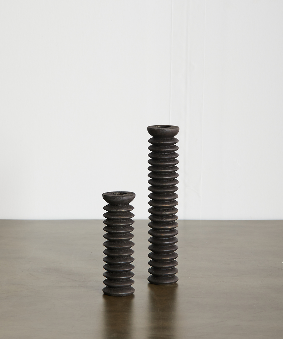 Spiral Pine Modern Wood Candle Candlestick Holder