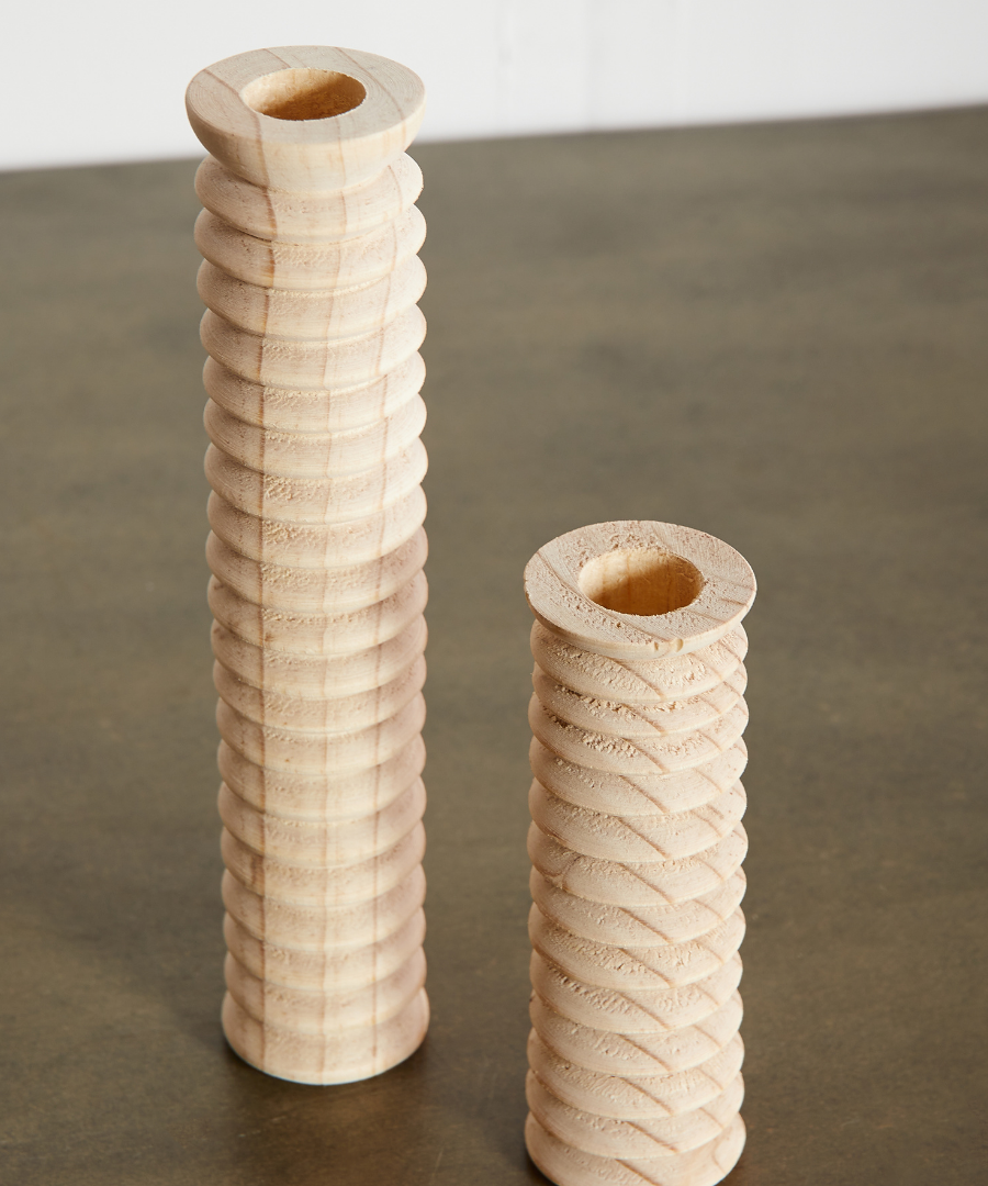 Spiral Pine Modern Wood Candle Candlestick Holder