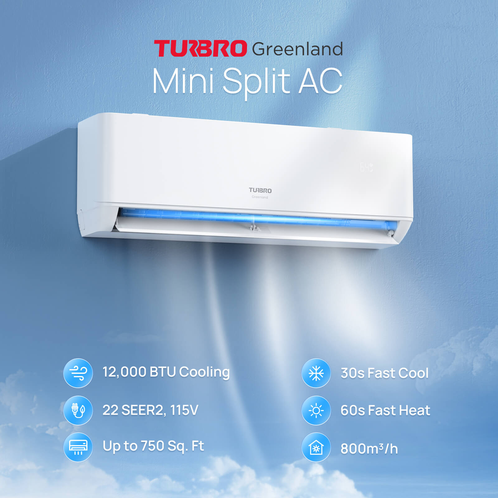 Greenland 12,000 BTU Single Zone Mini Split AC (R454B)