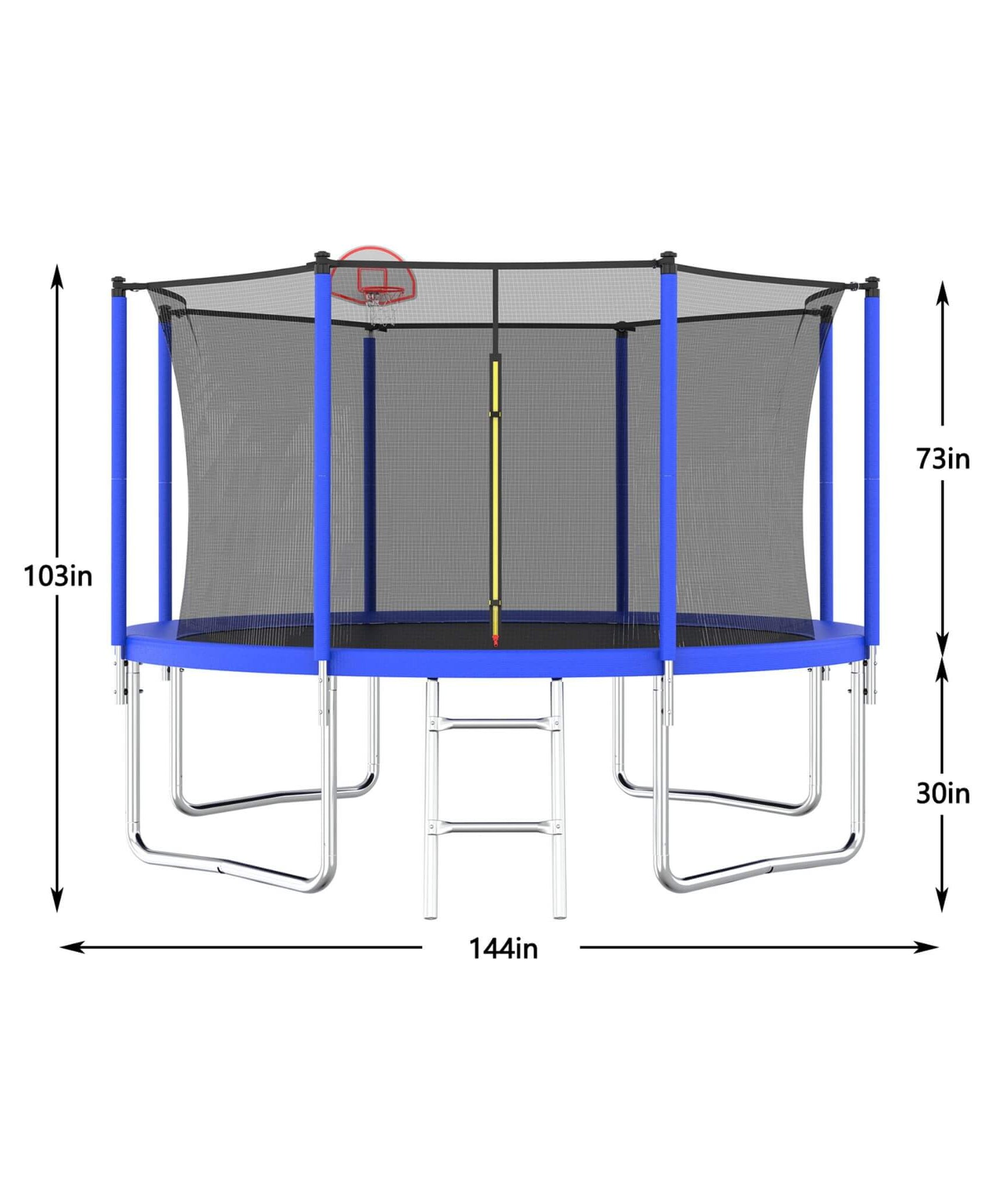 Premium 12FT Outdoor Backyard Trampoline For Kids And Adults With Basketball Hoop And Safety Enclosure (SAK15723)