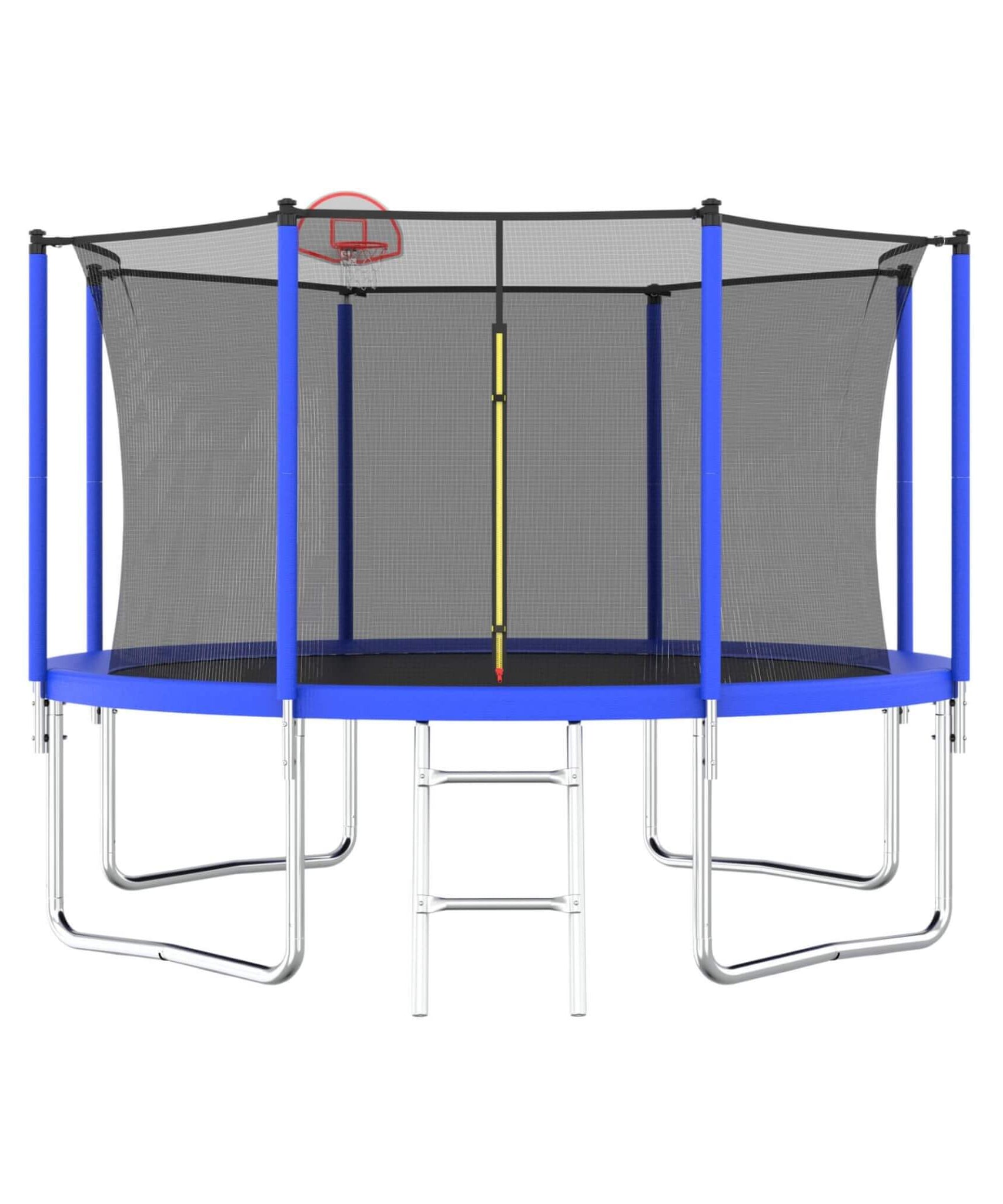 Premium 12FT Outdoor Backyard Trampoline For Kids And Adults With Basketball Hoop And Safety Enclosure (SAK15723)