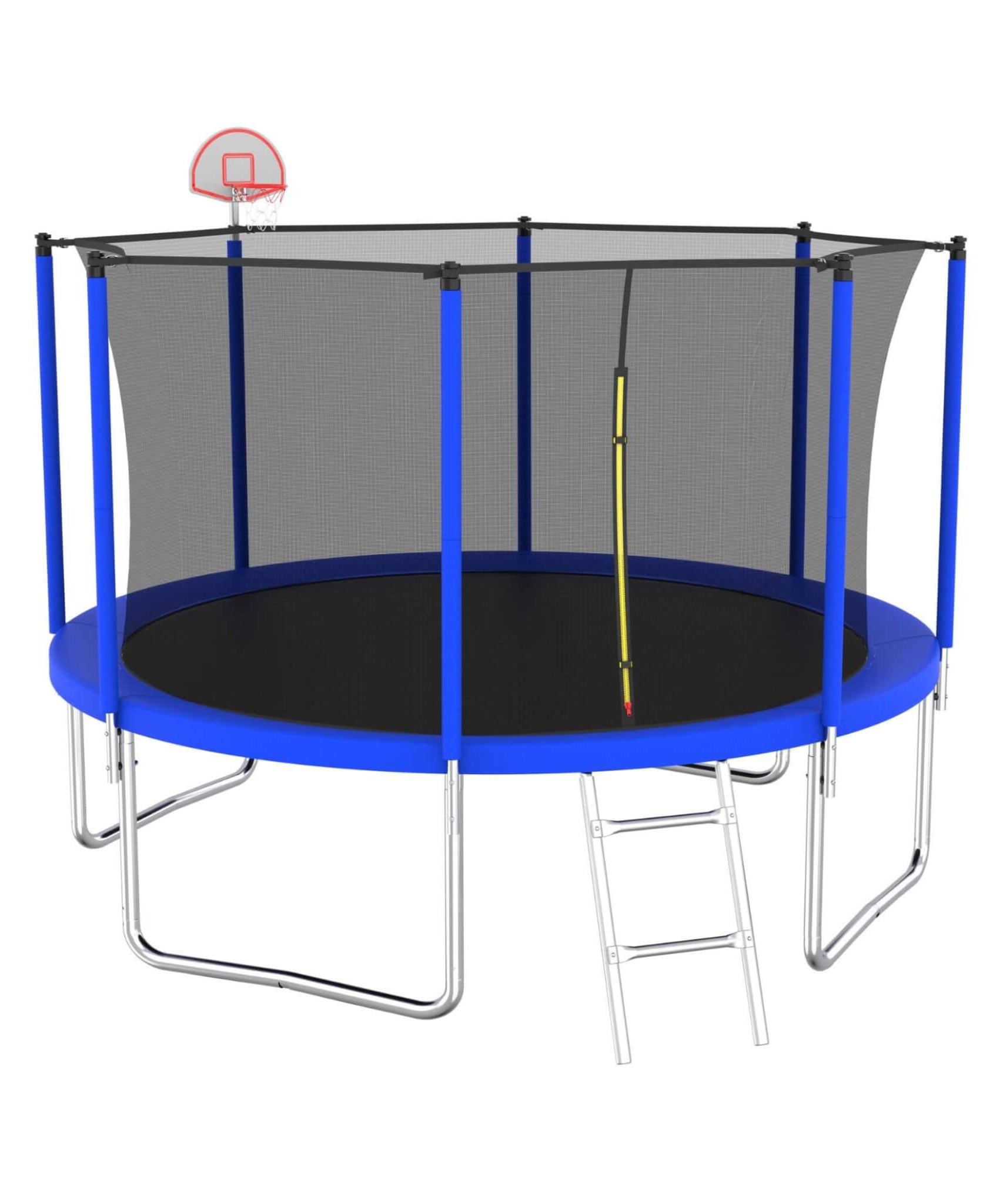 Premium 12FT Outdoor Backyard Trampoline For Kids And Adults With Basketball Hoop And Safety Enclosure (SAK15723)