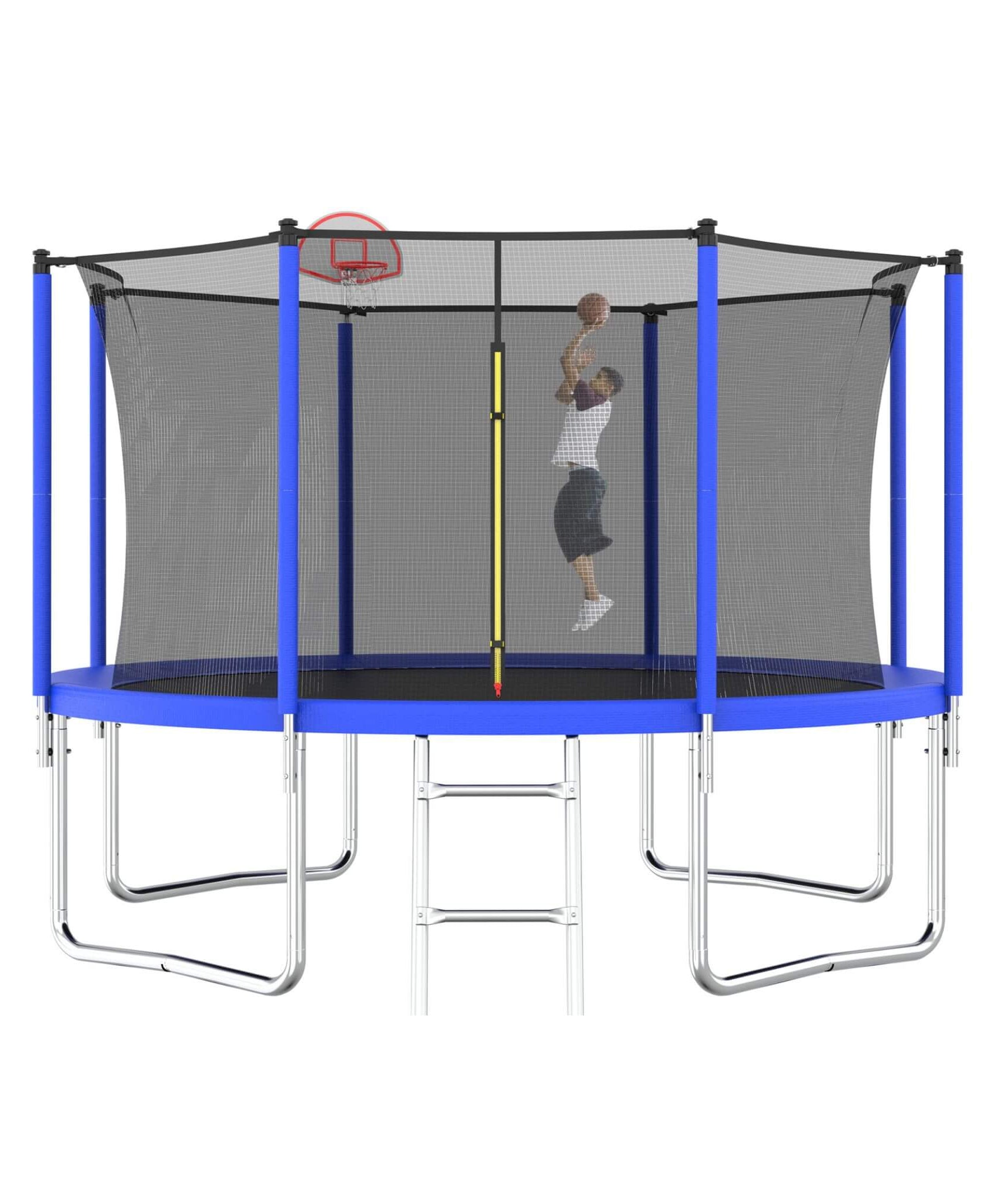 Premium 12FT Outdoor Backyard Trampoline For Kids And Adults With Basketball Hoop And Safety Enclosure (SAK15723)