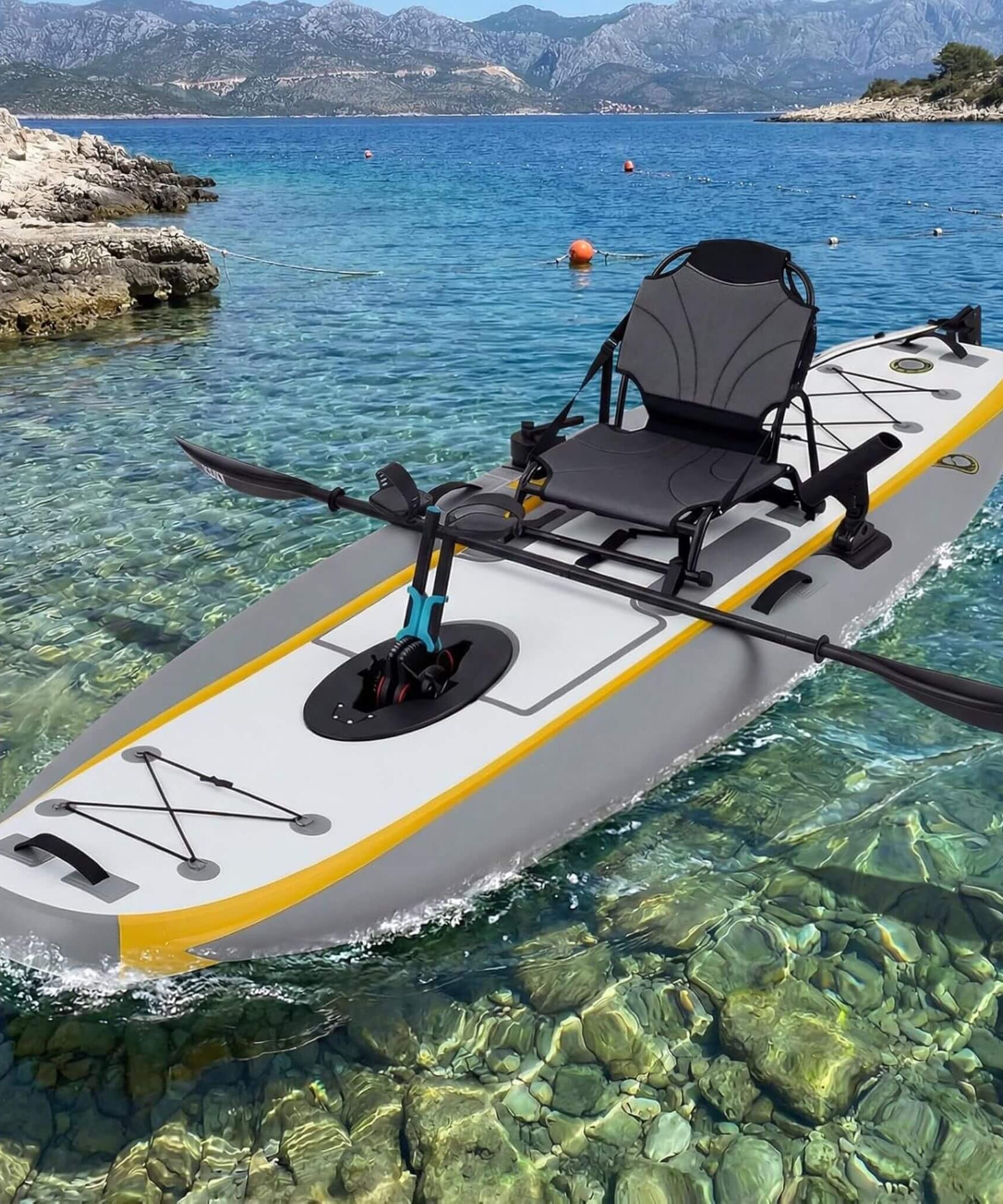 Portable 12FT Lightweight Inflatable PVC Fishing Kayak With Pedal System (SAK64328)