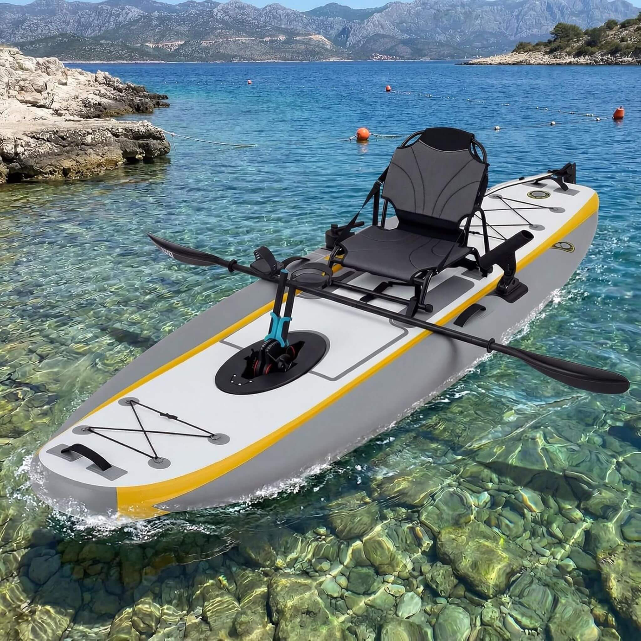 Portable 12FT Lightweight Inflatable PVC Fishing Kayak With Pedal System (SAK64328)