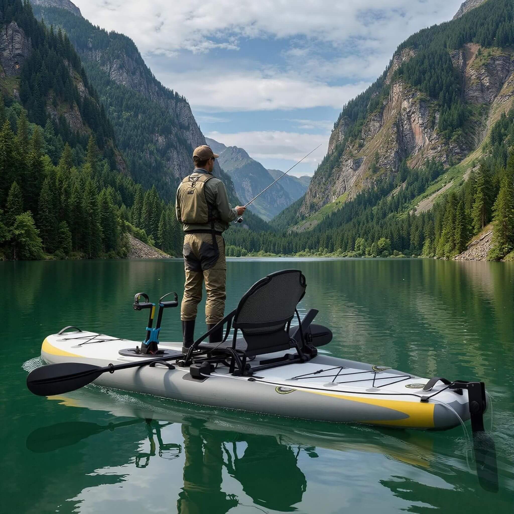 Portable 12FT Lightweight Inflatable PVC Fishing Kayak With Pedal System (SAK64328)