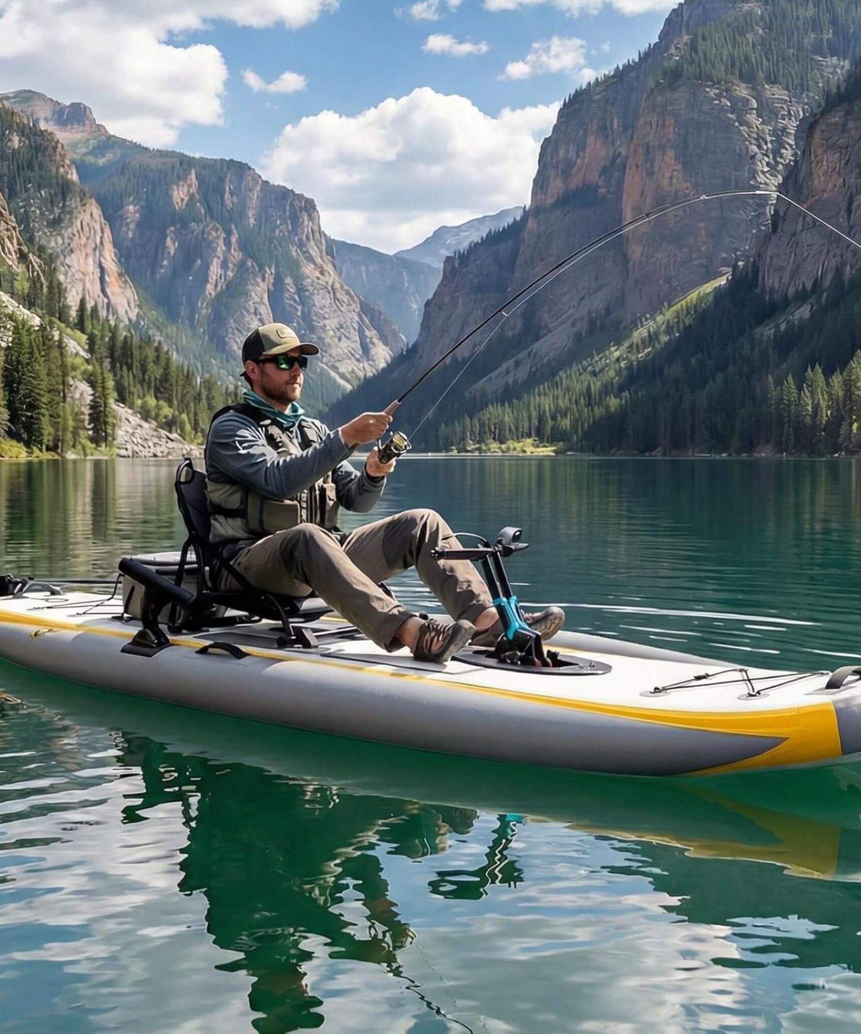 Portable 12FT Lightweight Inflatable PVC Fishing Kayak With Pedal System (SAK64328)