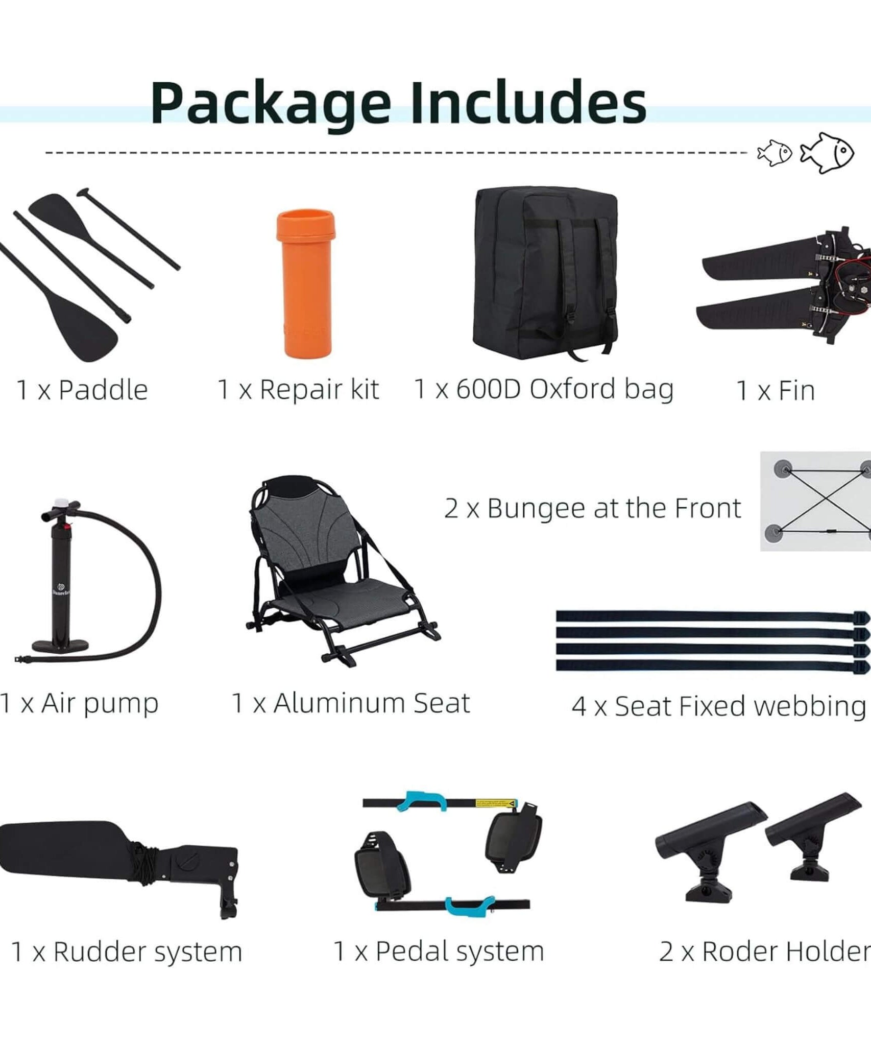 Portable 12FT Lightweight Inflatable PVC Fishing Kayak With Pedal System (SAK64328)