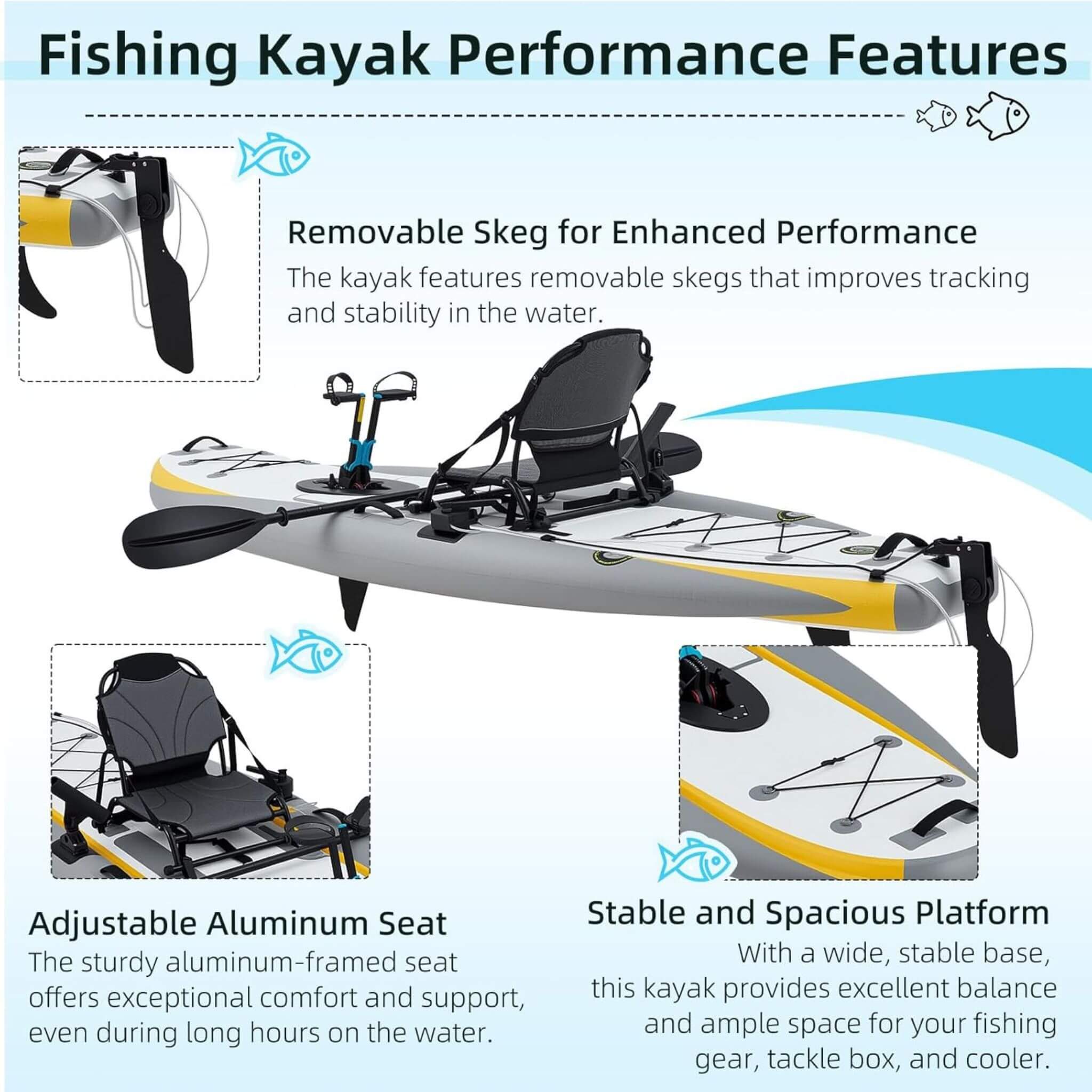 Portable 12FT Lightweight Inflatable PVC Fishing Kayak With Pedal System (SAK64328)