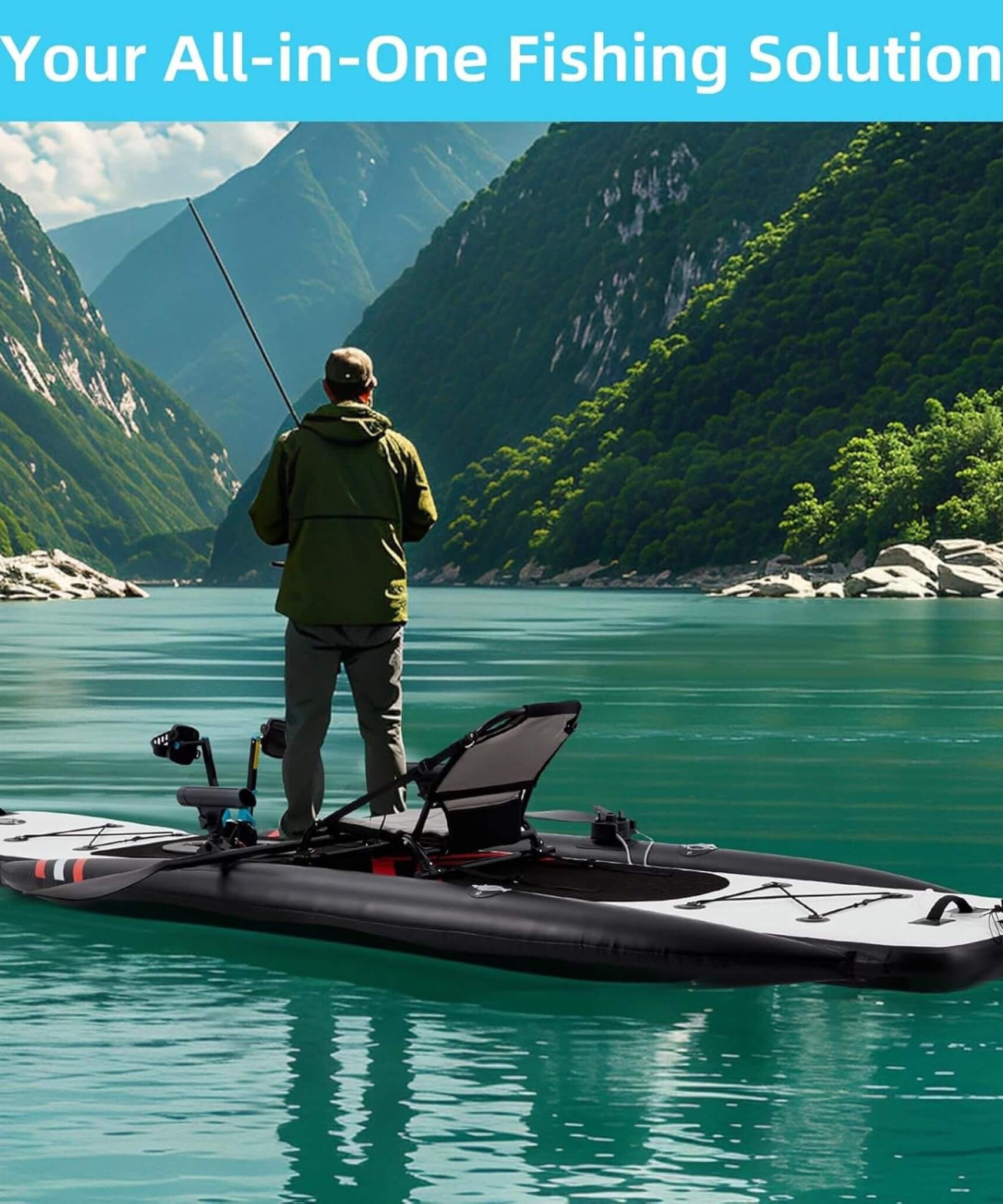 Premium 12FT Lightweight Inflatable Fishing Kayak With Pedal System (SAK15079)