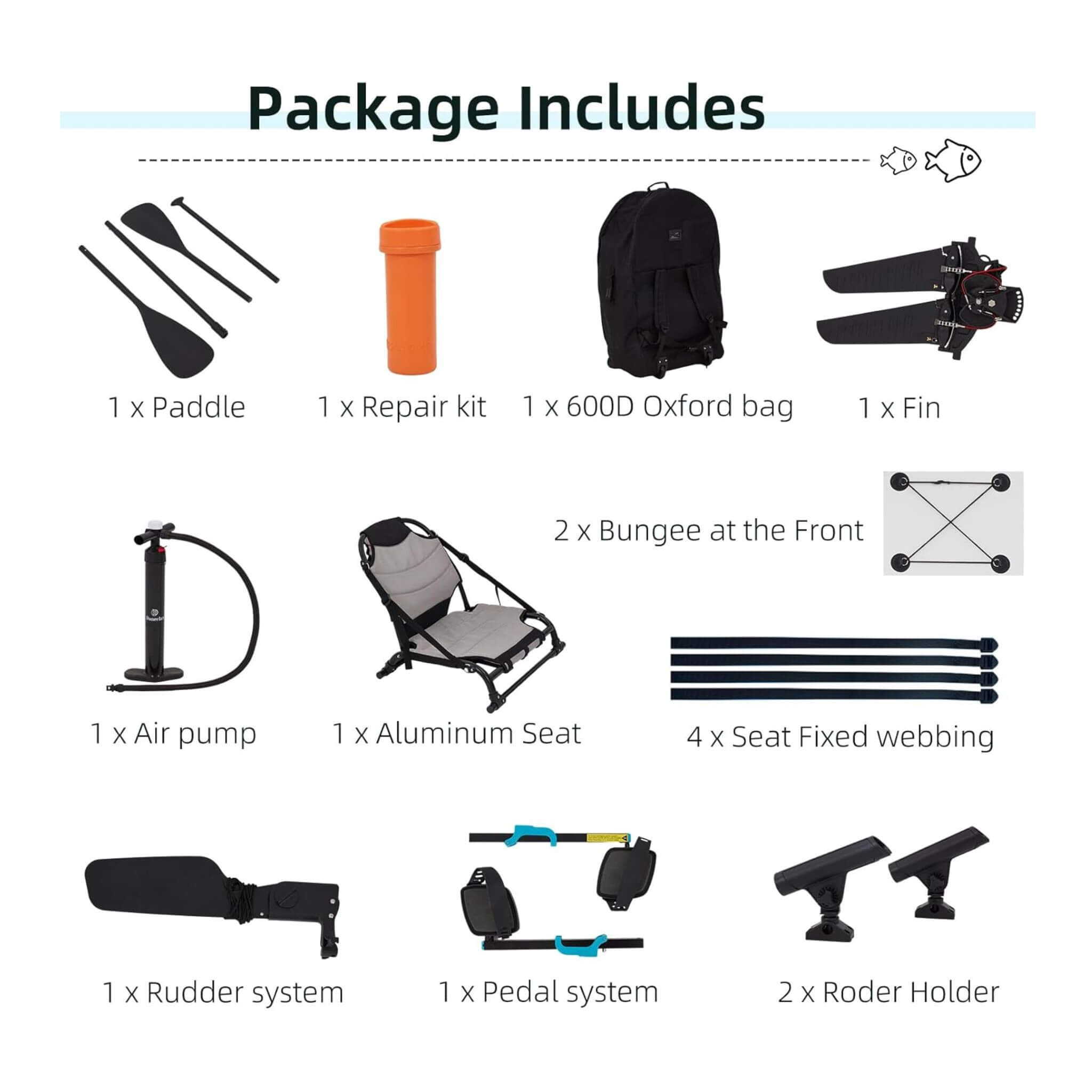 Premium 12FT Lightweight Inflatable Fishing Kayak With Pedal System (SAK15079)