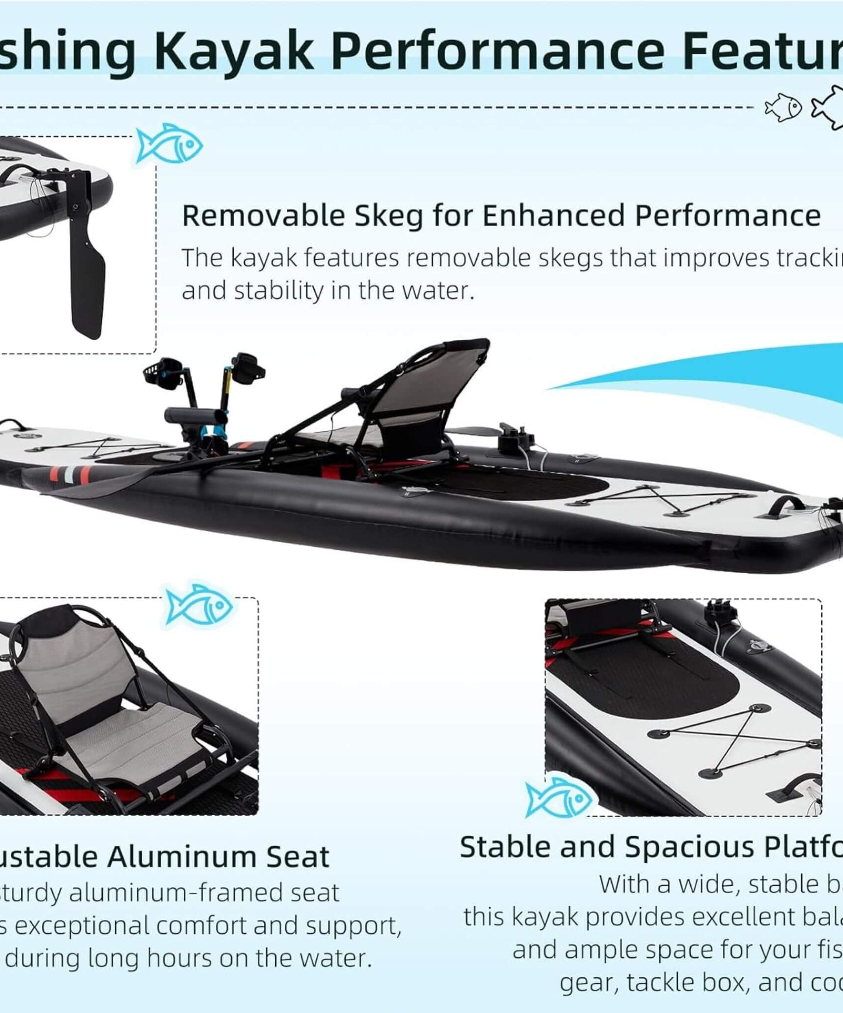 Premium 12FT Lightweight Inflatable Fishing Kayak With Pedal System (SAK15079)