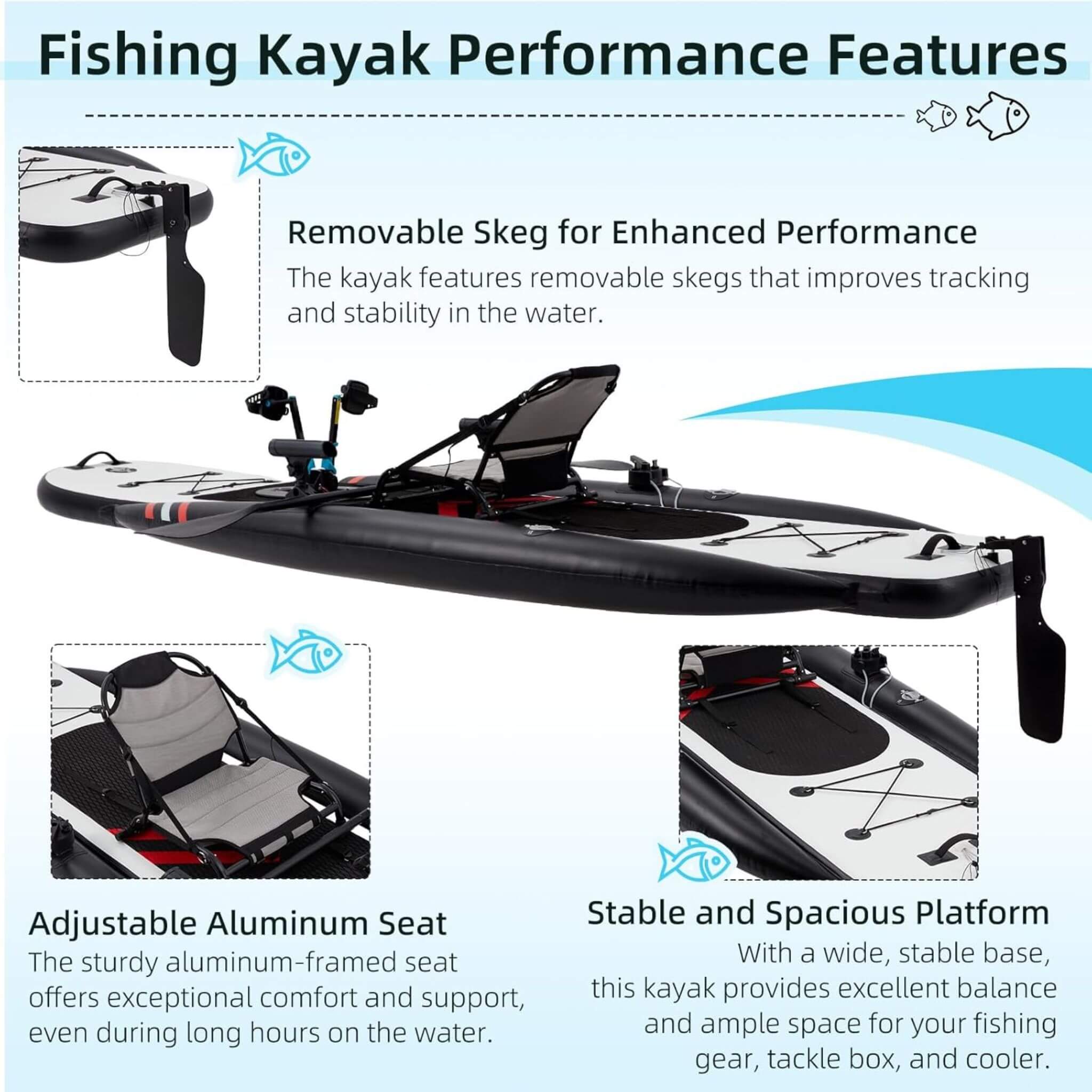Premium 12FT Lightweight Inflatable Fishing Kayak With Pedal System (SAK15079)