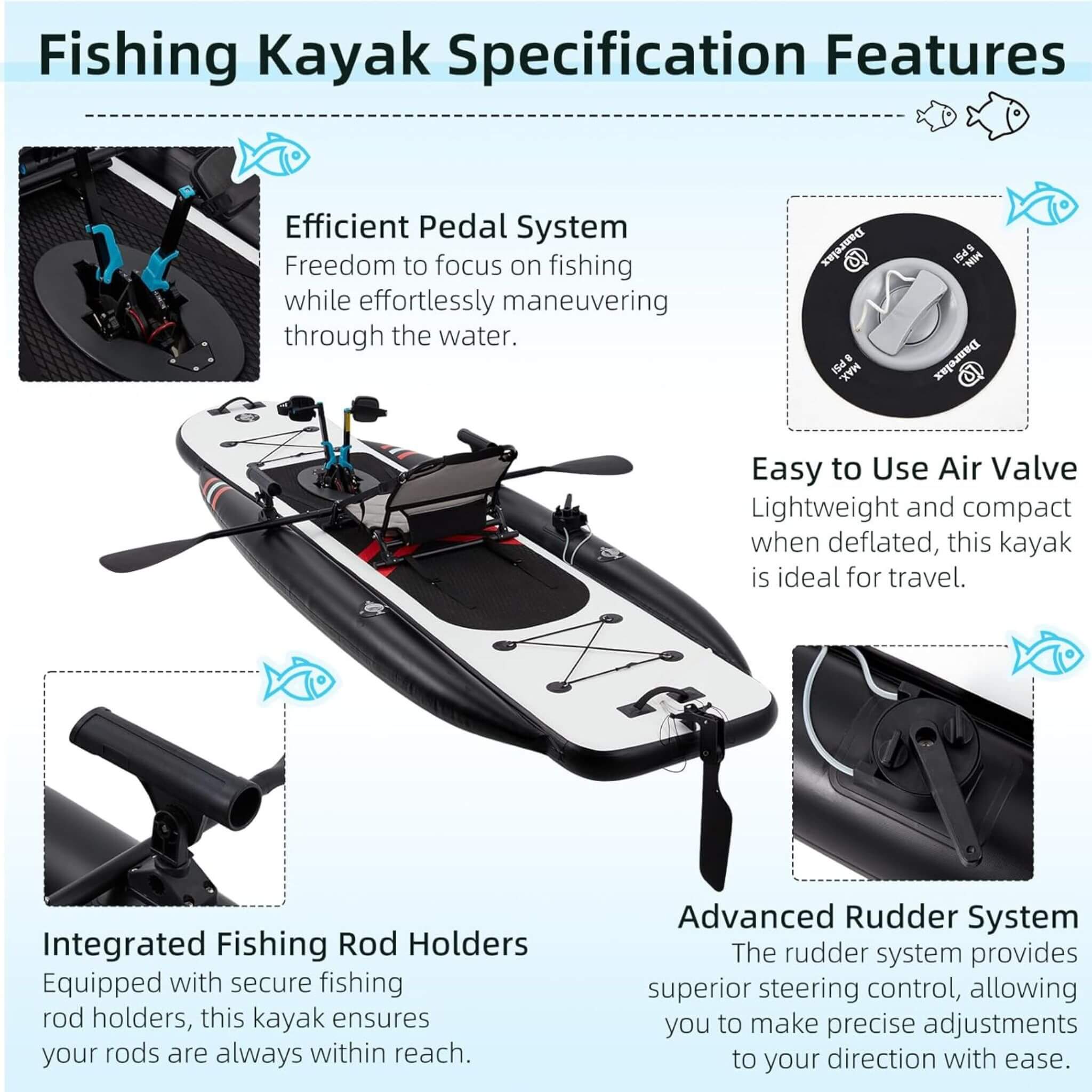 Premium 12FT Lightweight Inflatable Fishing Kayak With Pedal System (SAK15079)