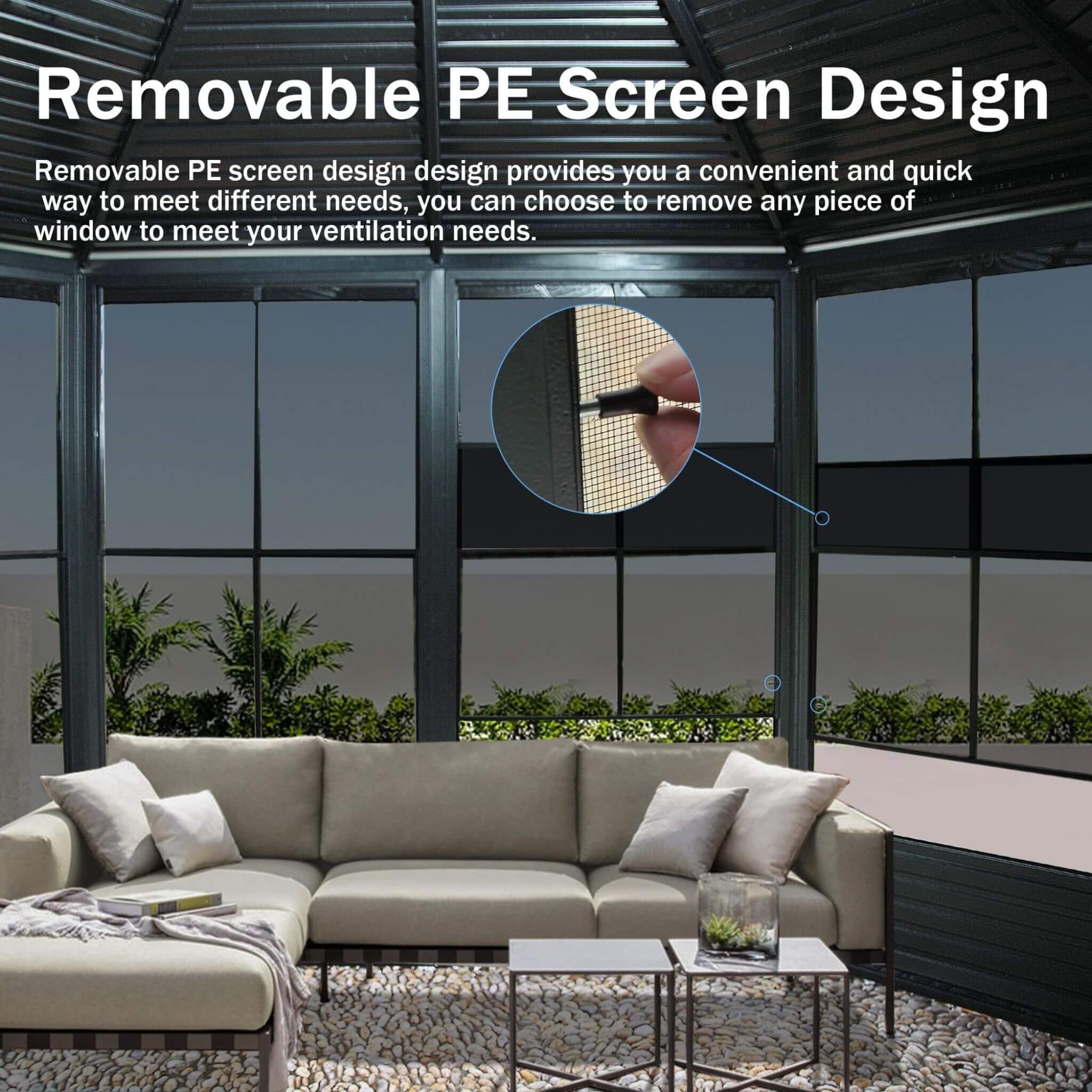[12X12FT] Alora Prism Large Octagonal Sunroom Solarium With Lockable Sliding Doors And Galvanized Steel Sloping Roof (SAK47843)