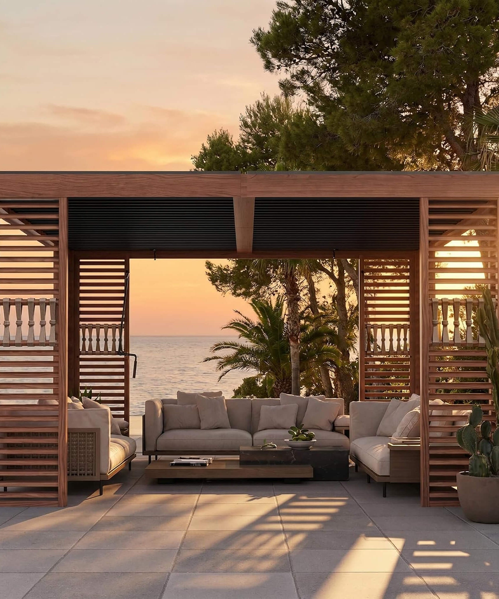 [12X12FT] Alora Premium Outdoor Wood Grain Louvered Pergola With Integrated Drainage (SAK74256)