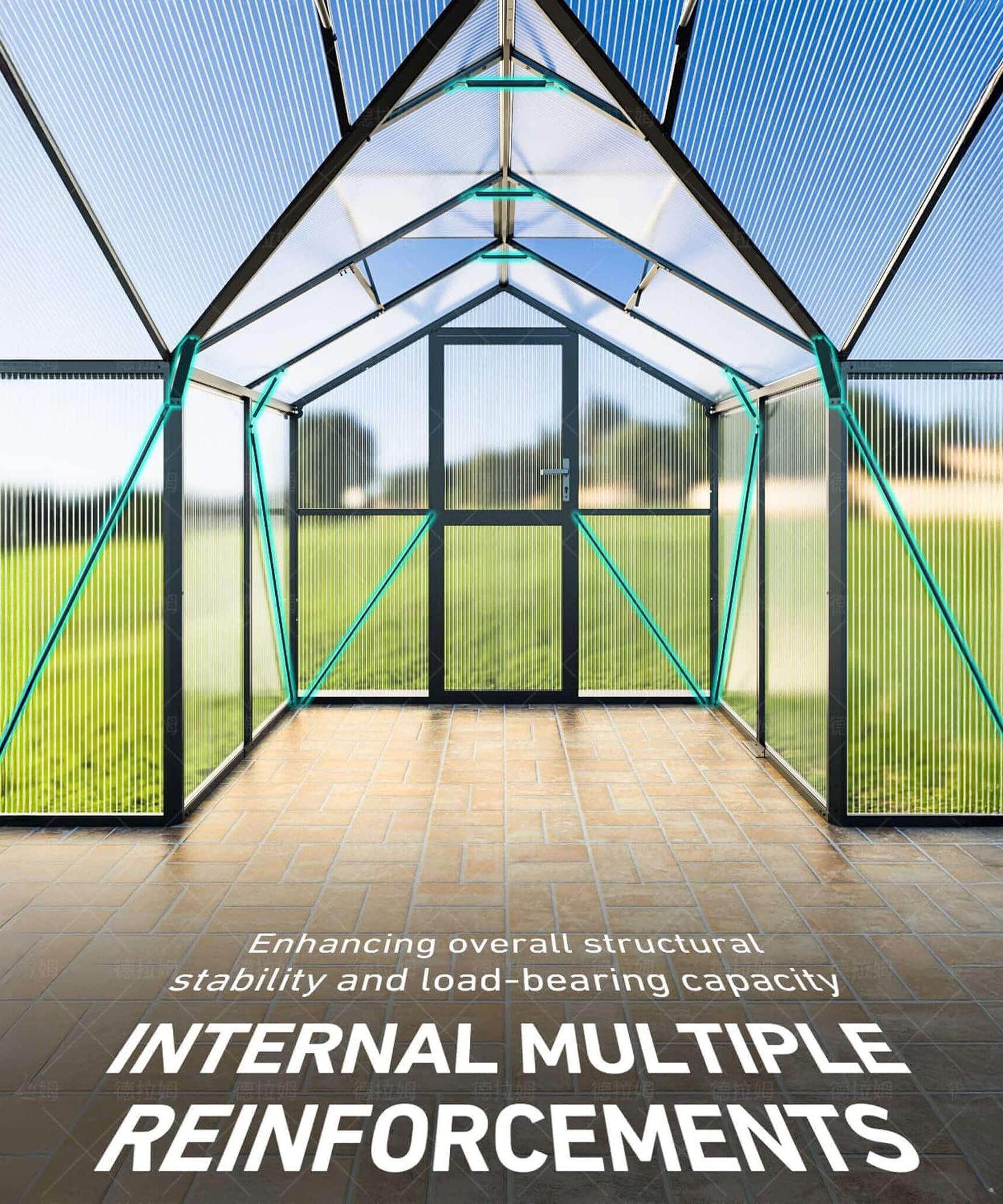 [12X12FT] Premium T-Shape Polycarbonate Greenhouse With UV Protection And Aluminum Frame (SAK27460)