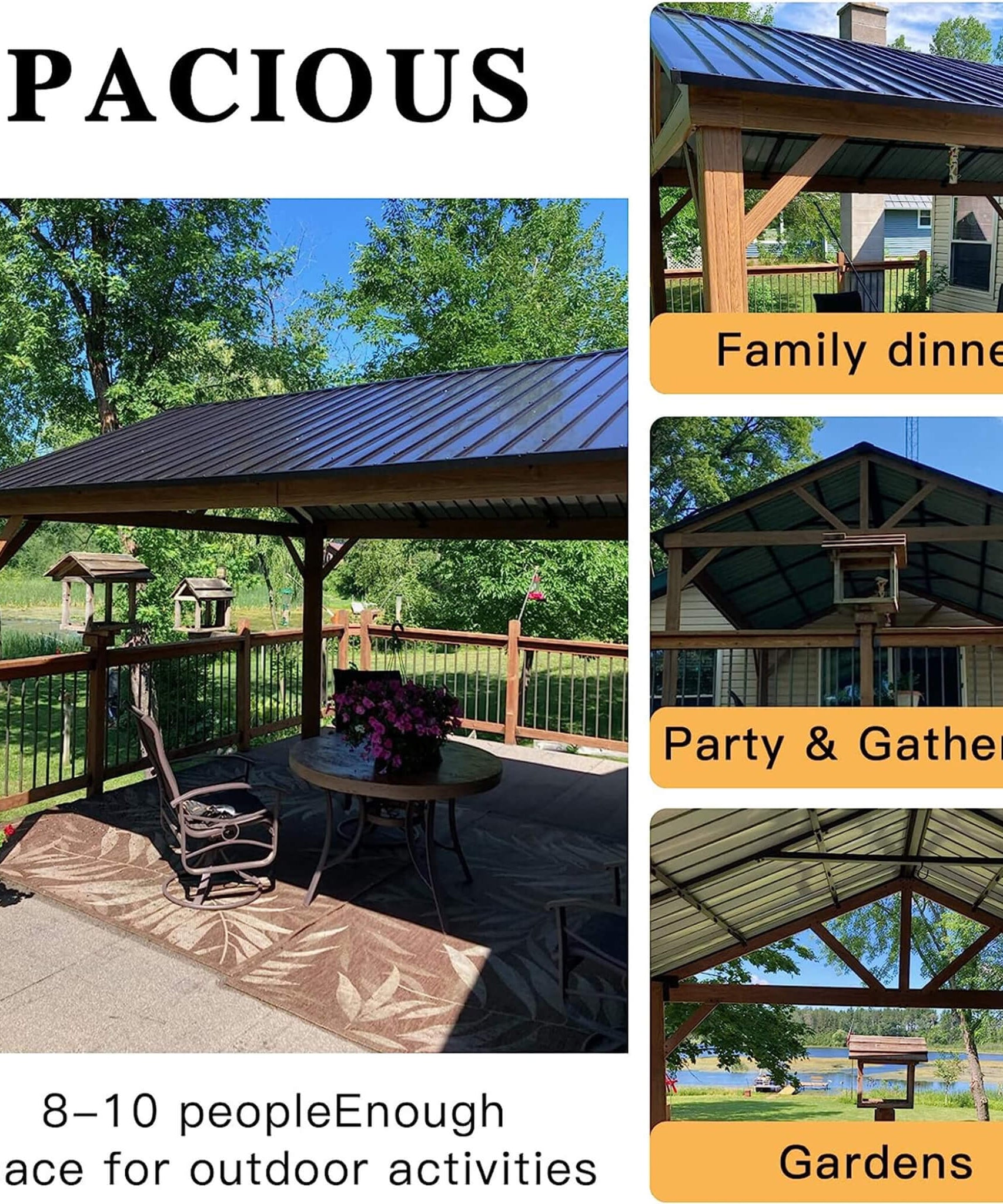 [12X14FT] Alora Hardtop All-Weather Outdoor Gazebo With Galvanized Steel Roof (SAK83261)