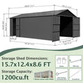 Extra-Large Outdoor Heavy-Duty Metal Garage Shed With Lockable Doors [No Floor] (SAK14093)