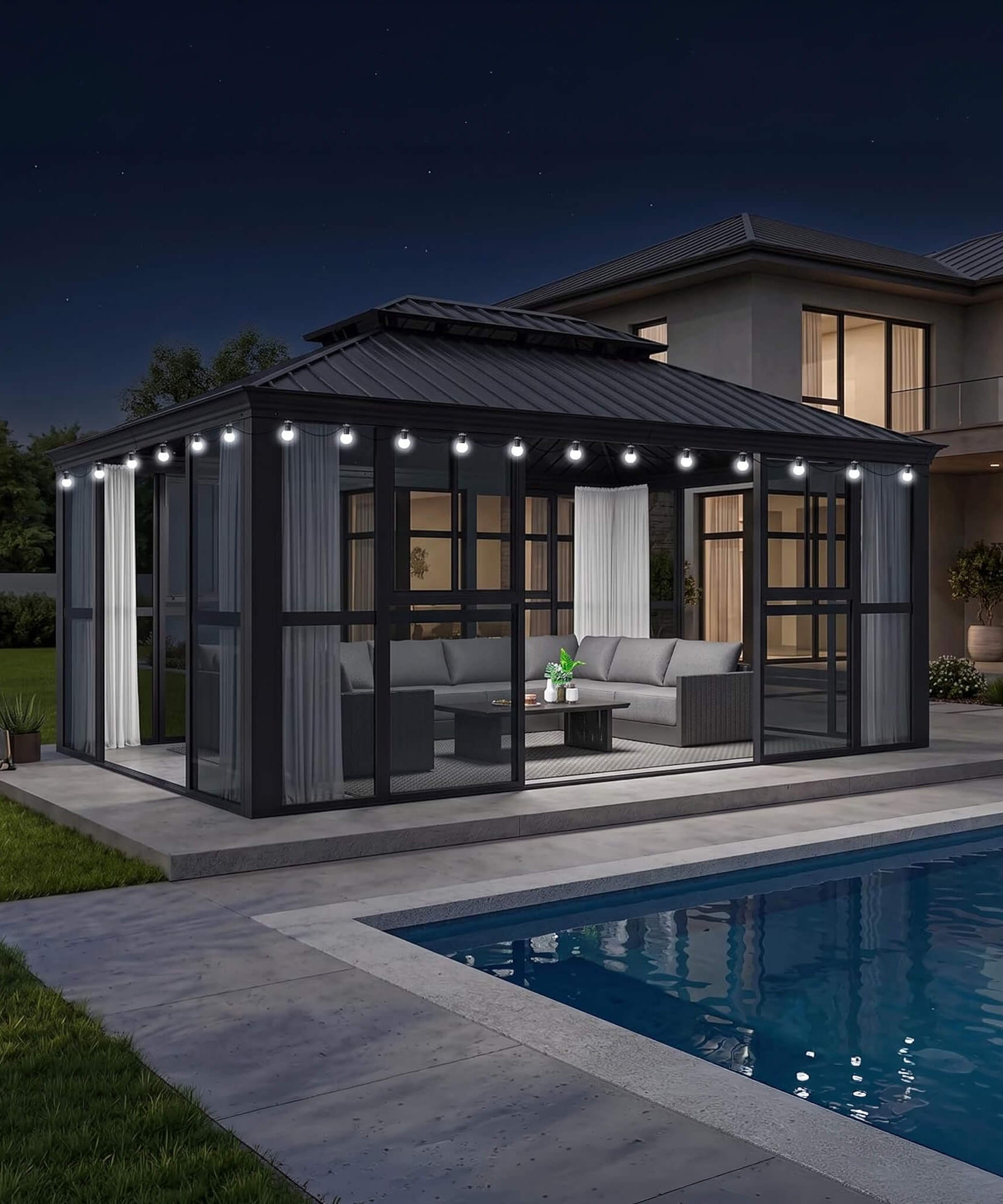 [12X16FT] Vue Extra-Large Luxury Panoramic Solarium With Windows And Sliding Doors (SAK71853)