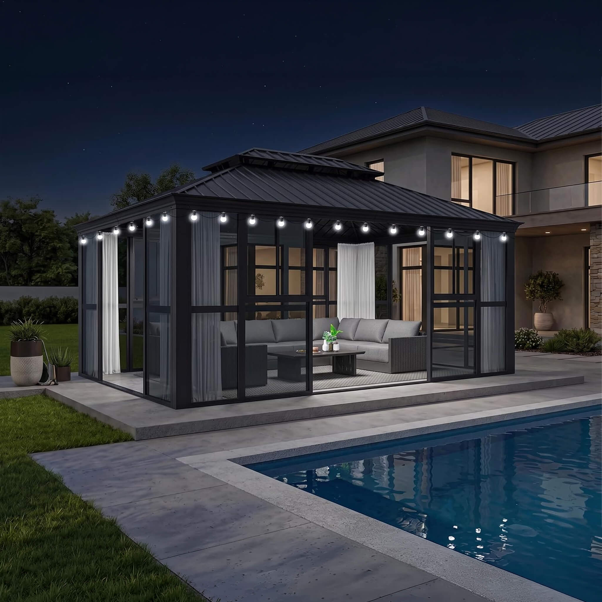 [12X16FT] Vue Extra-Large Luxury Panoramic Solarium With Windows And Sliding Doors (SAK71853)