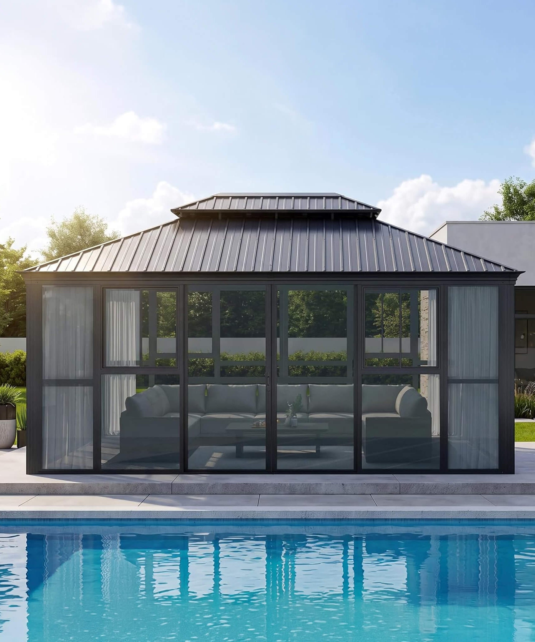 [12X16FT] Vue Extra-Large Luxury Panoramic Solarium With Windows And Sliding Doors (SAK71853)