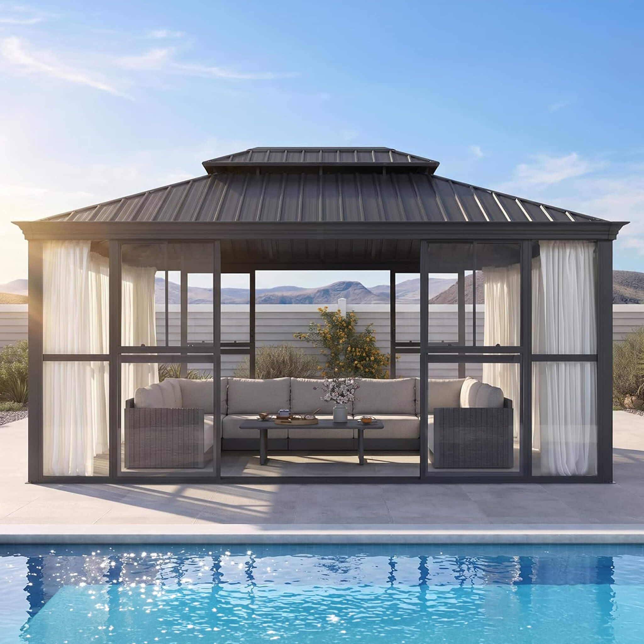 [12X16FT] Vue Extra-Large Luxury Panoramic Solarium With Windows And Sliding Doors (SAK71853)