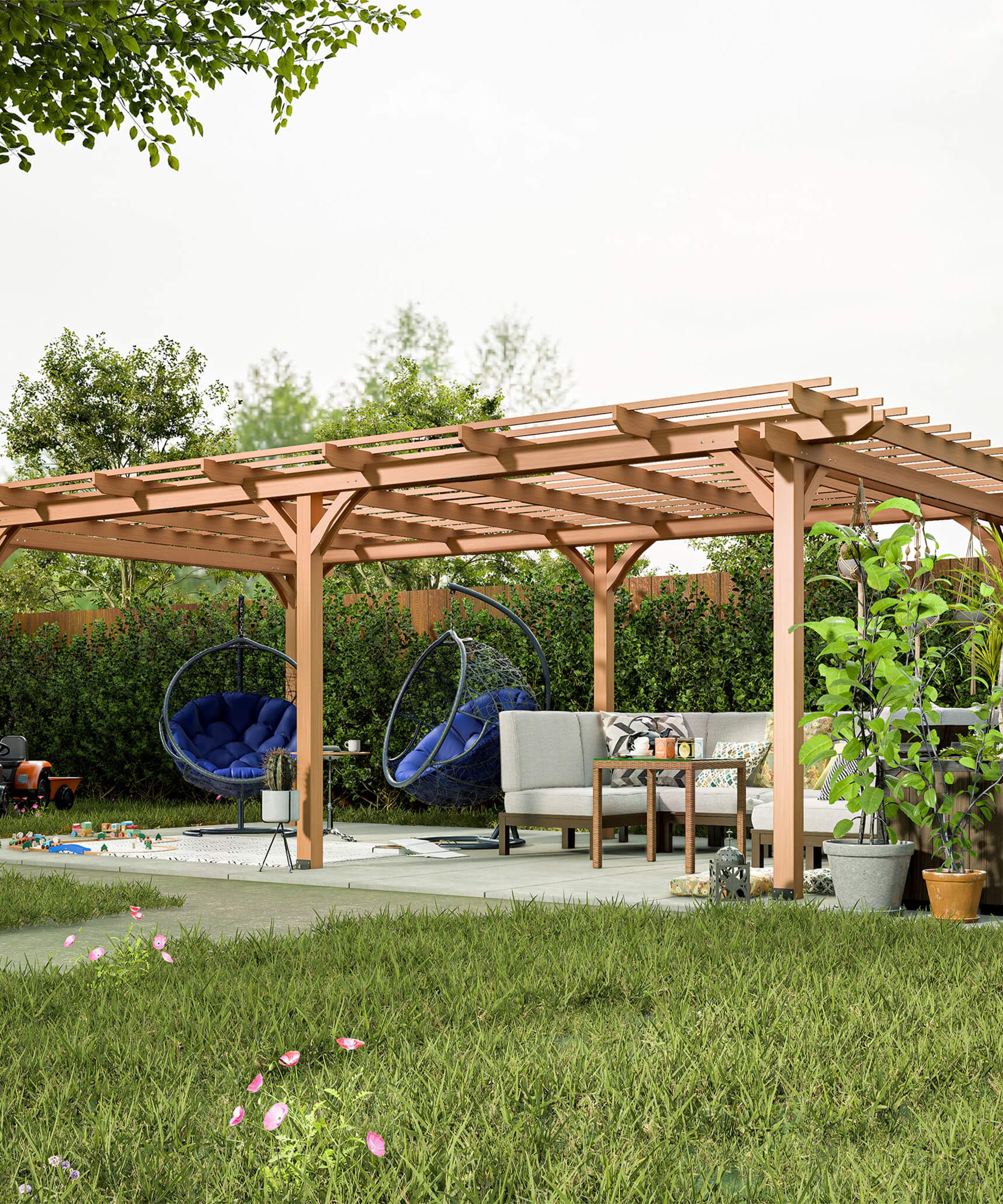 [12X16FT] Alora Extra-Large Outdoor Wooden Waterproof Grape Pergola (SAK76476)