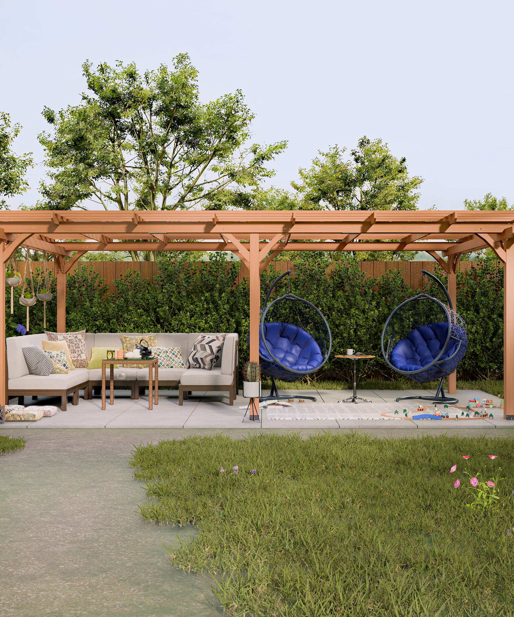 [12X16FT] Alora Extra-Large Outdoor Wooden Waterproof Grape Pergola (SAK76476)