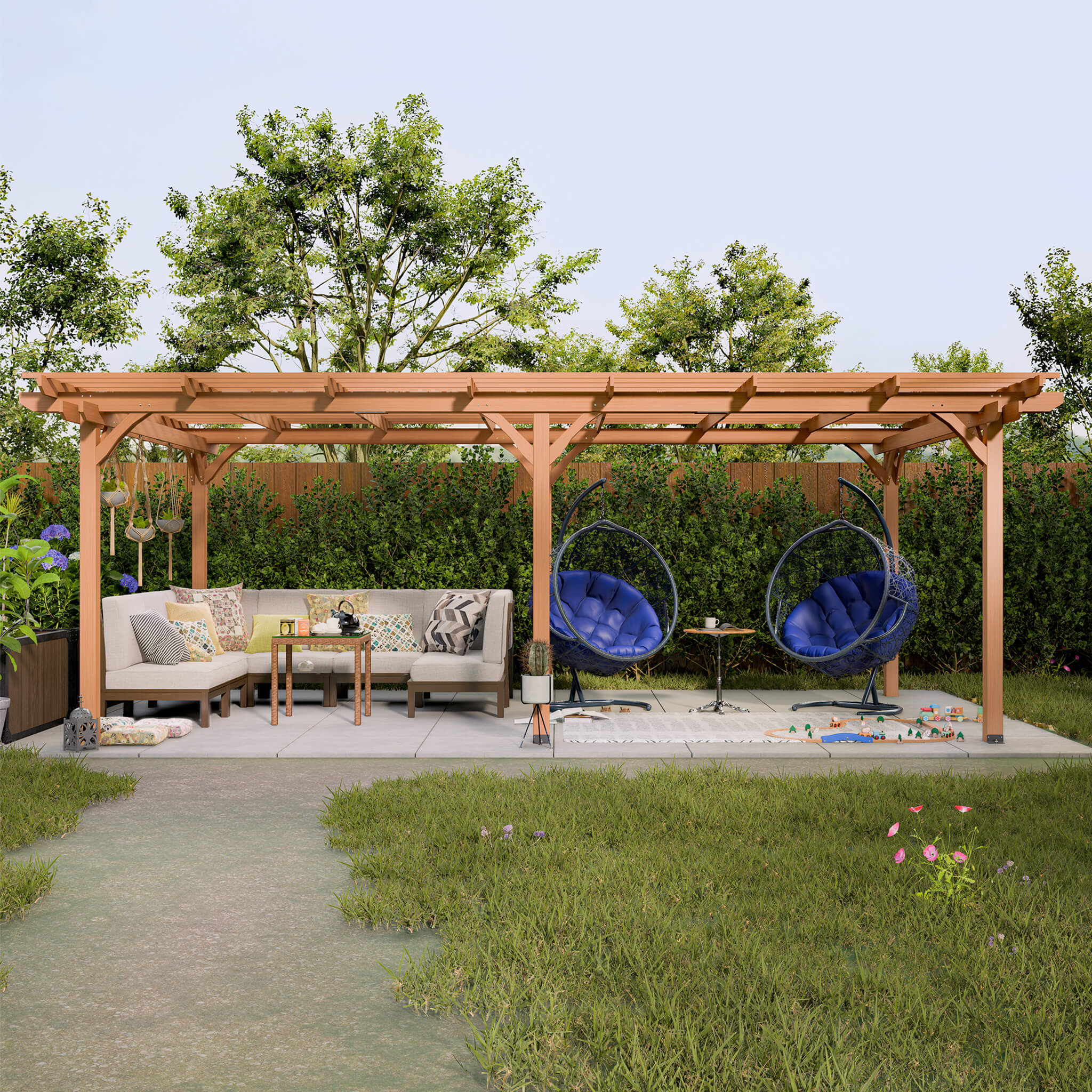 [12X16FT] Alora Extra-Large Outdoor Wooden Waterproof Grape Pergola (SAK76476)