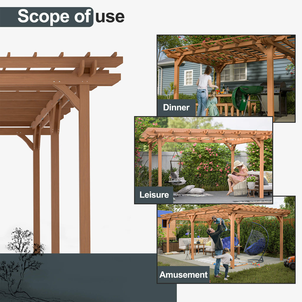 [12X16FT] Alora Extra-Large Outdoor Wooden Waterproof Grape Pergola (SAK76476)