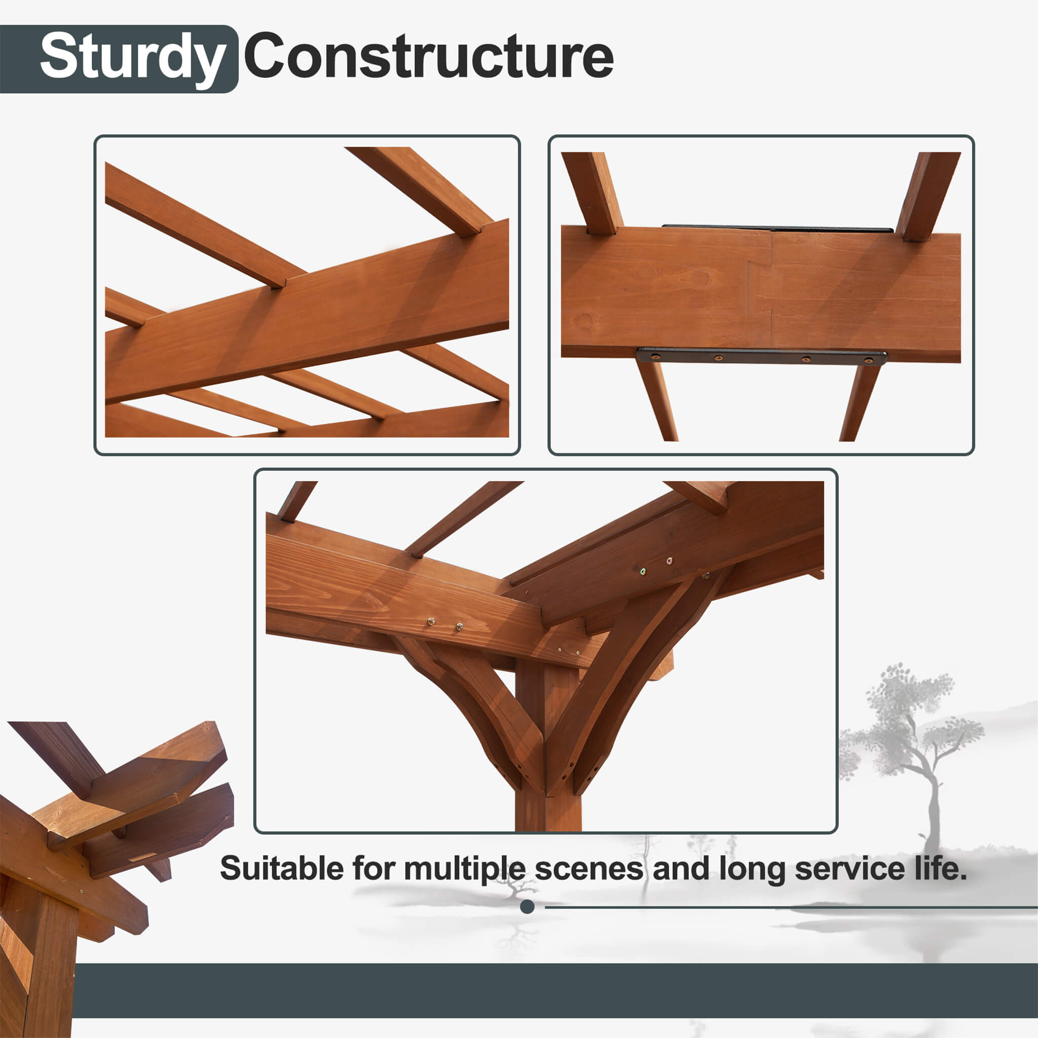 [12X16FT] Alora Extra-Large Outdoor Wooden Waterproof Grape Pergola (SAK76476)