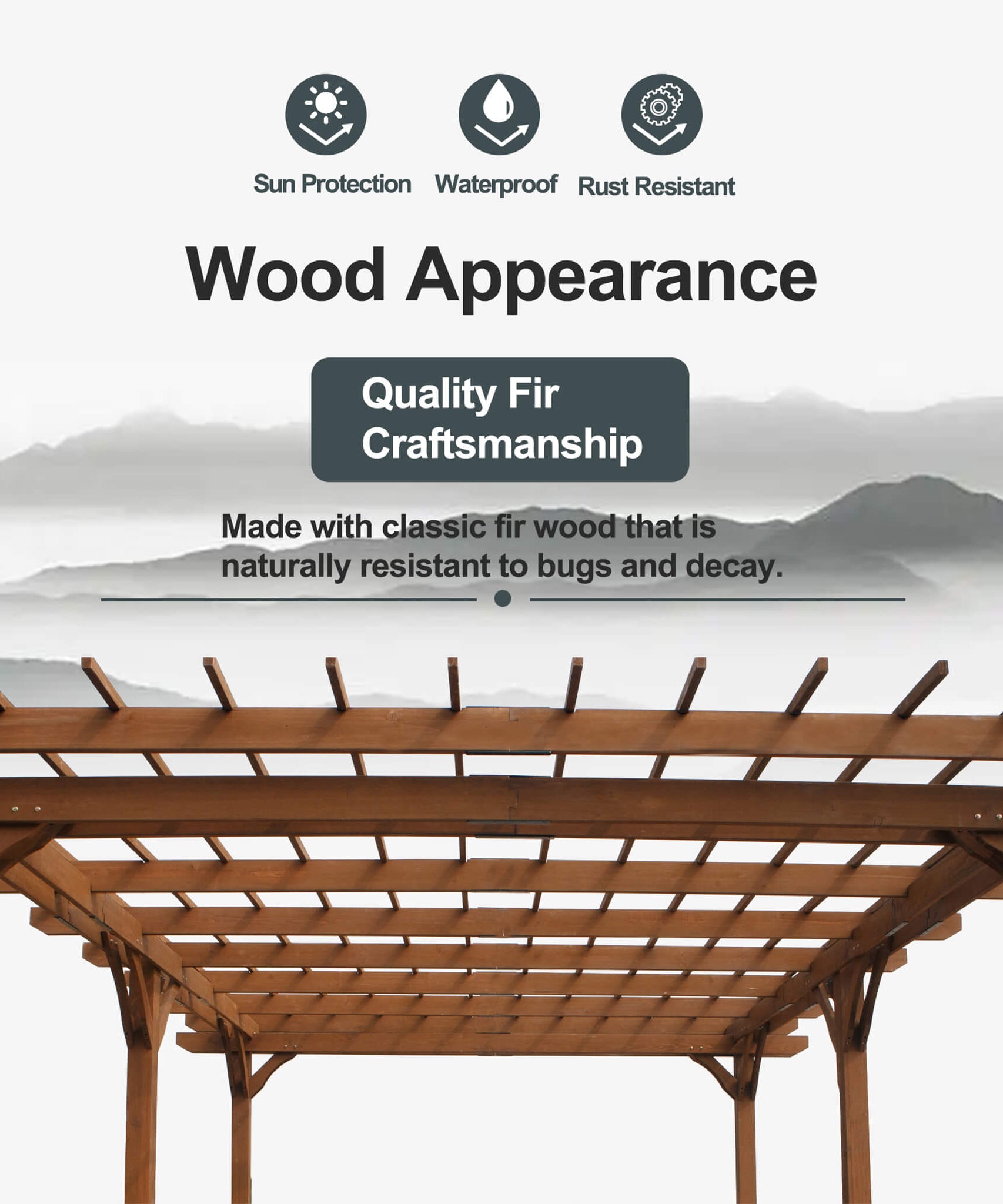 [12X16FT] Alora Extra-Large Outdoor Wooden Waterproof Grape Pergola (SAK76476)
