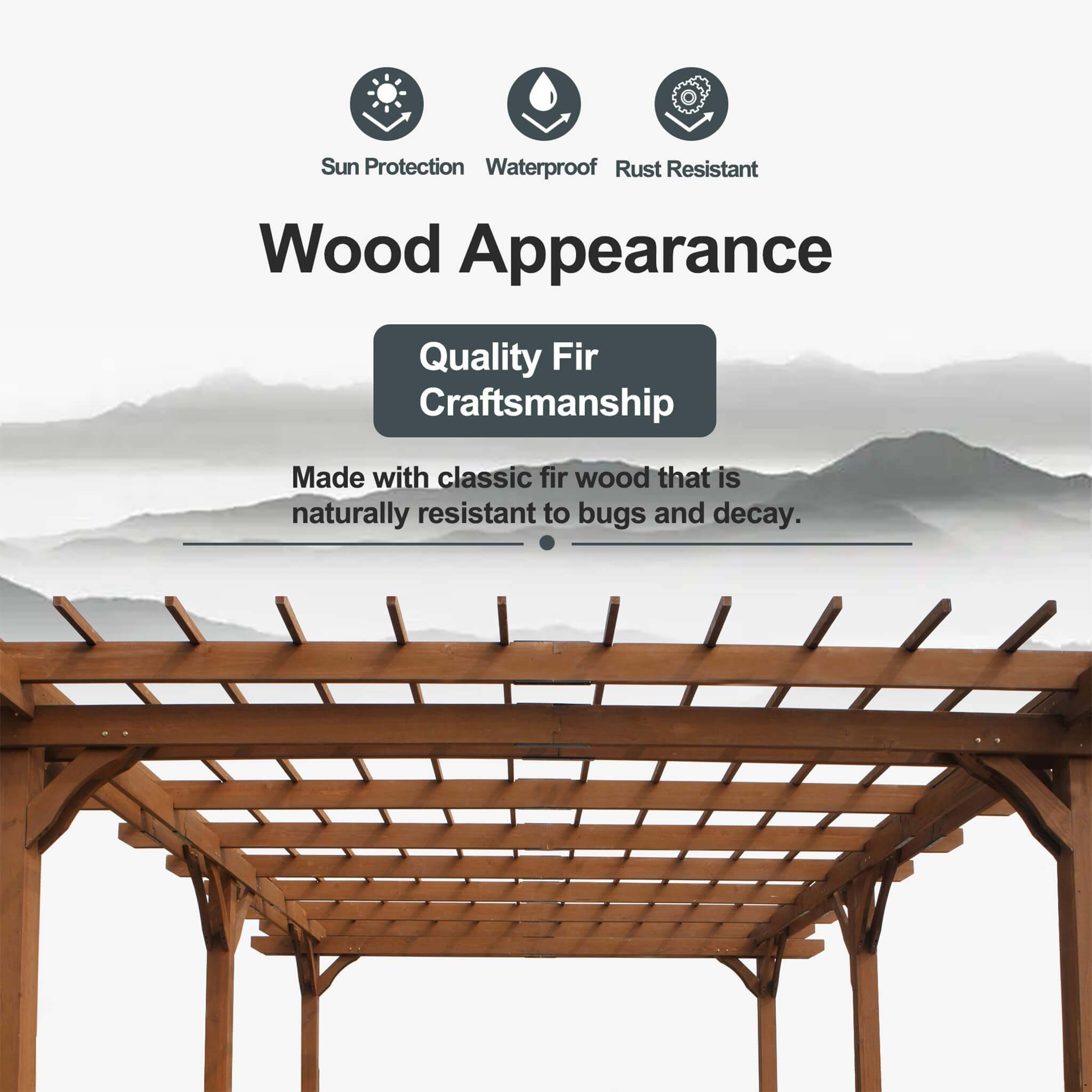 [12X16FT] Alora Extra-Large Outdoor Wooden Waterproof Grape Pergola (SAK76476)