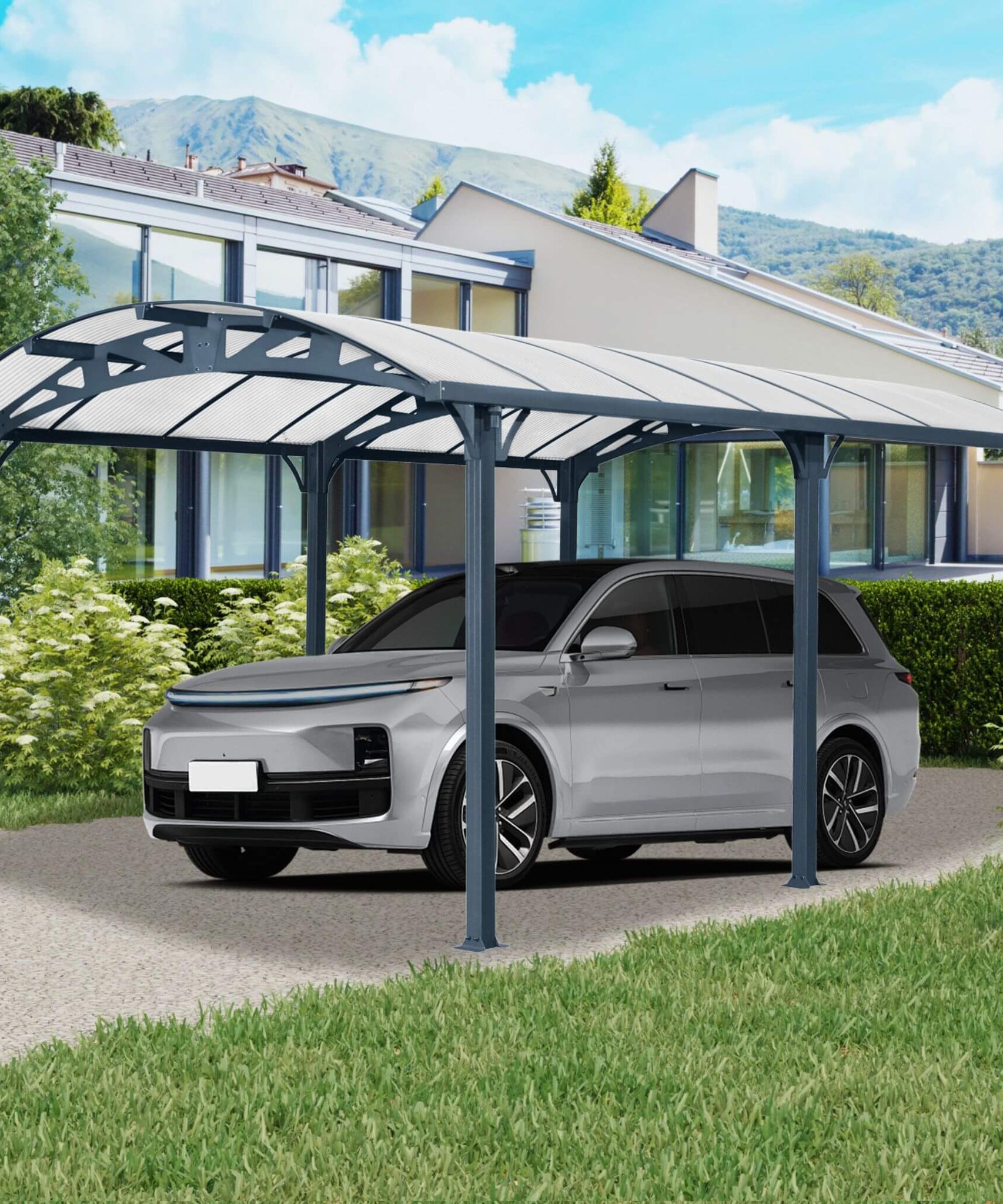 [12X16FT] Alora Large Outdoor Aluminum Arch Carport With Polycarbonate Panels (SAK65820)