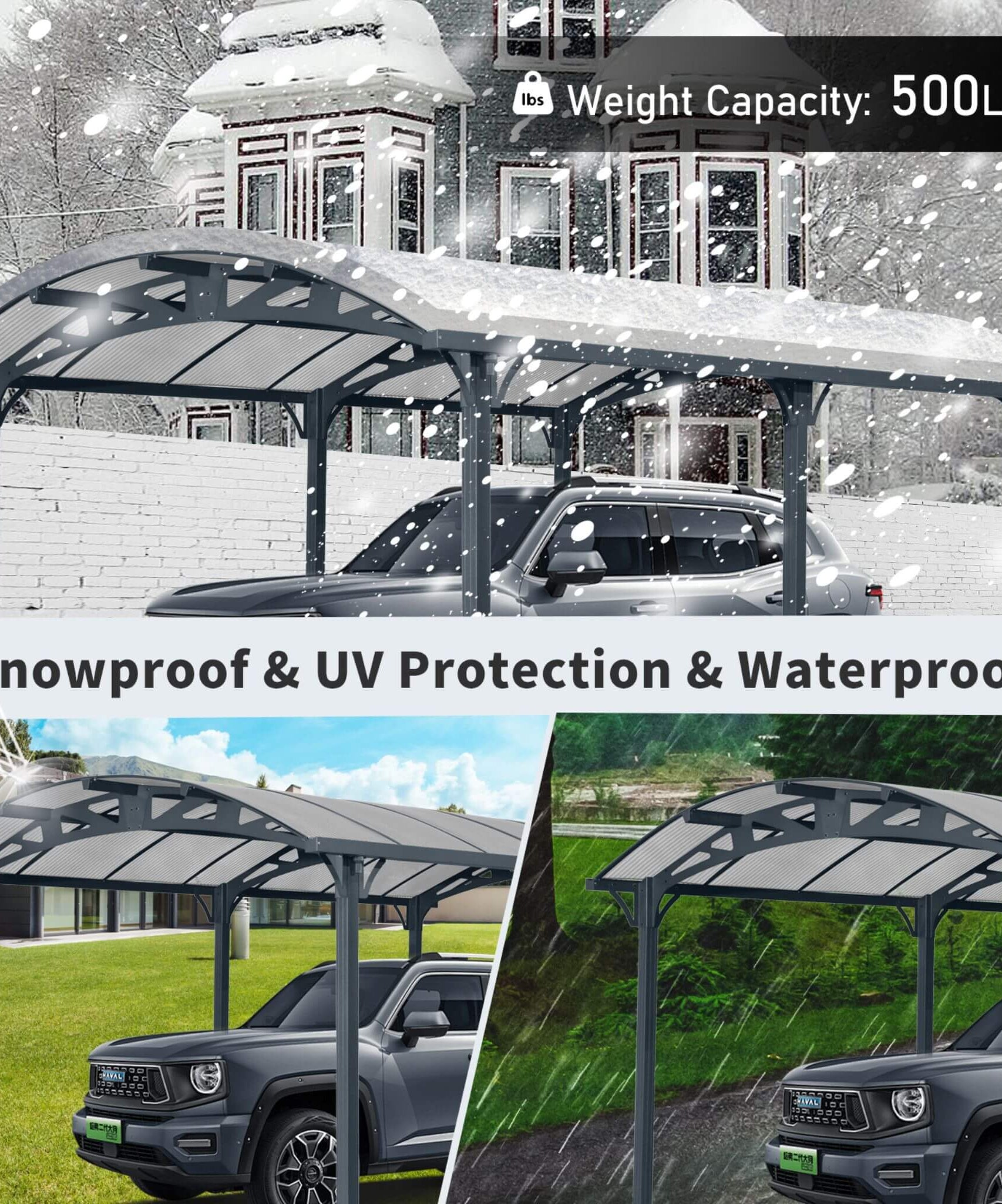 [12X16FT] Alora Large Outdoor Aluminum Arch Carport With Polycarbonate Panels (SAK65820)