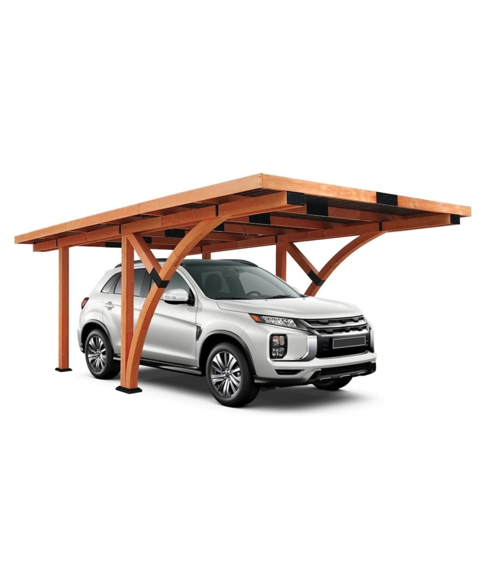 [12X18FT] Alora Premium Heavy-Duty Pine Wood Arc-Shaped Carport With Metal Roof (SAK94716)