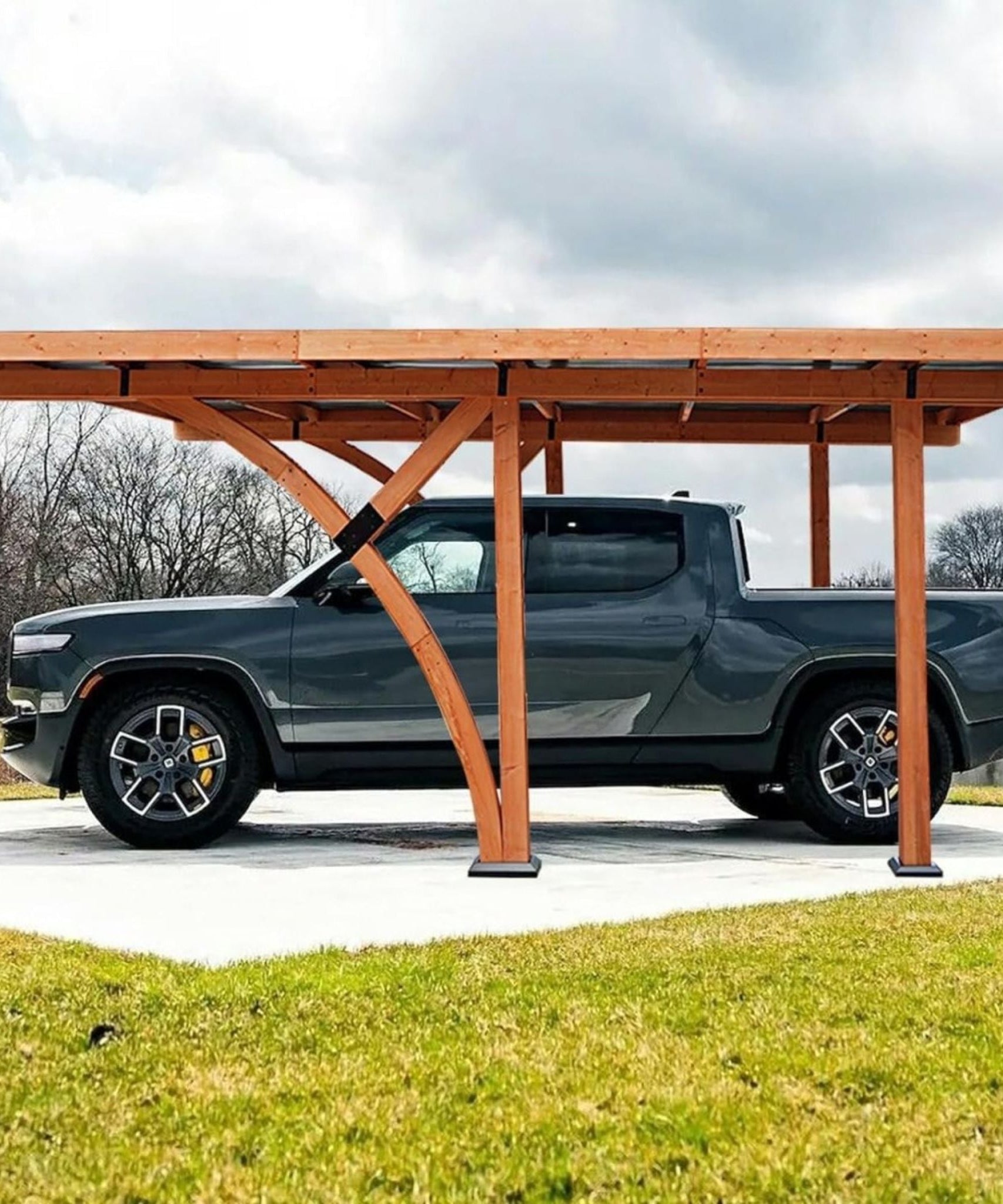 [12X18FT] Alora Premium Heavy-Duty Pine Wood Arc-Shaped Carport With Metal Roof (SAK94716)
