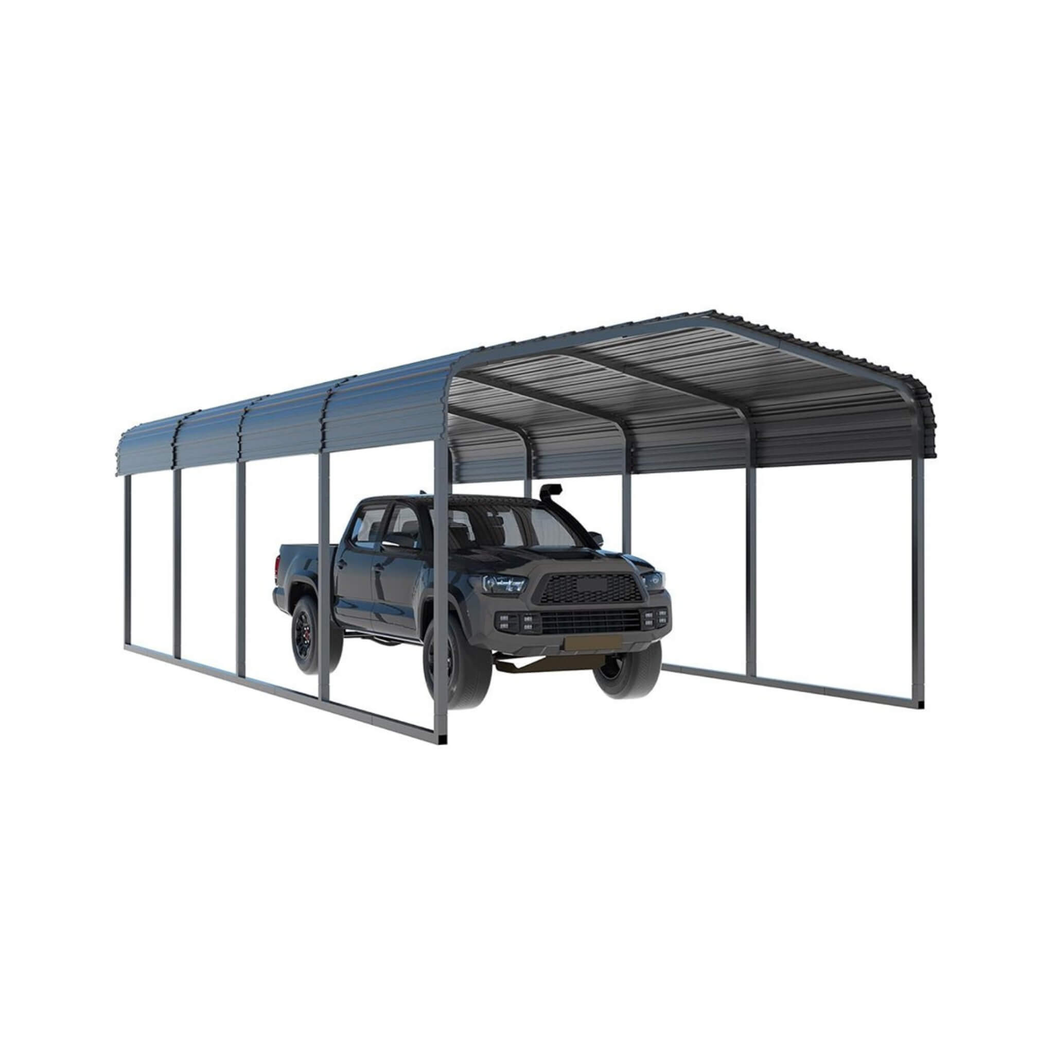 [12X20FT] Alora Premium Heavy-Duty Outdoor Canopy Garage Shelter With Galvanized Metal Roof (SAK91523)
