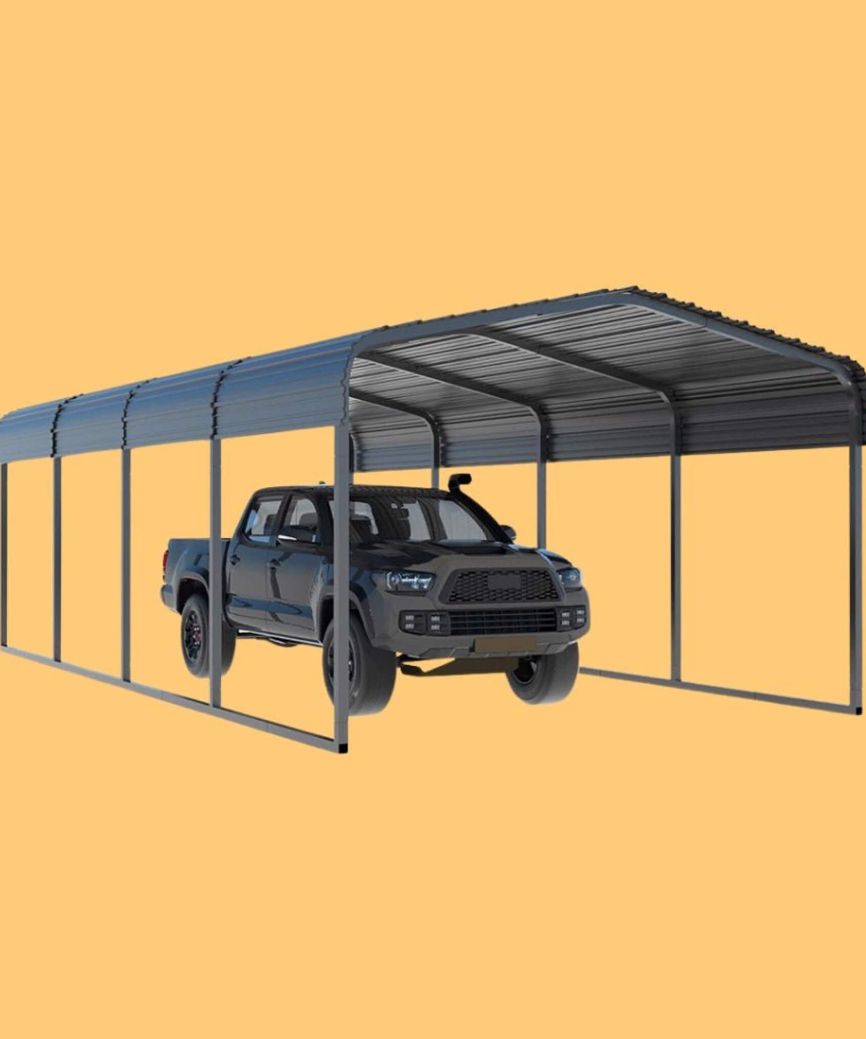 [12X20FT] Alora Premium Heavy-Duty Outdoor Canopy Garage Shelter With Galvanized Metal Roof (SAK91523)