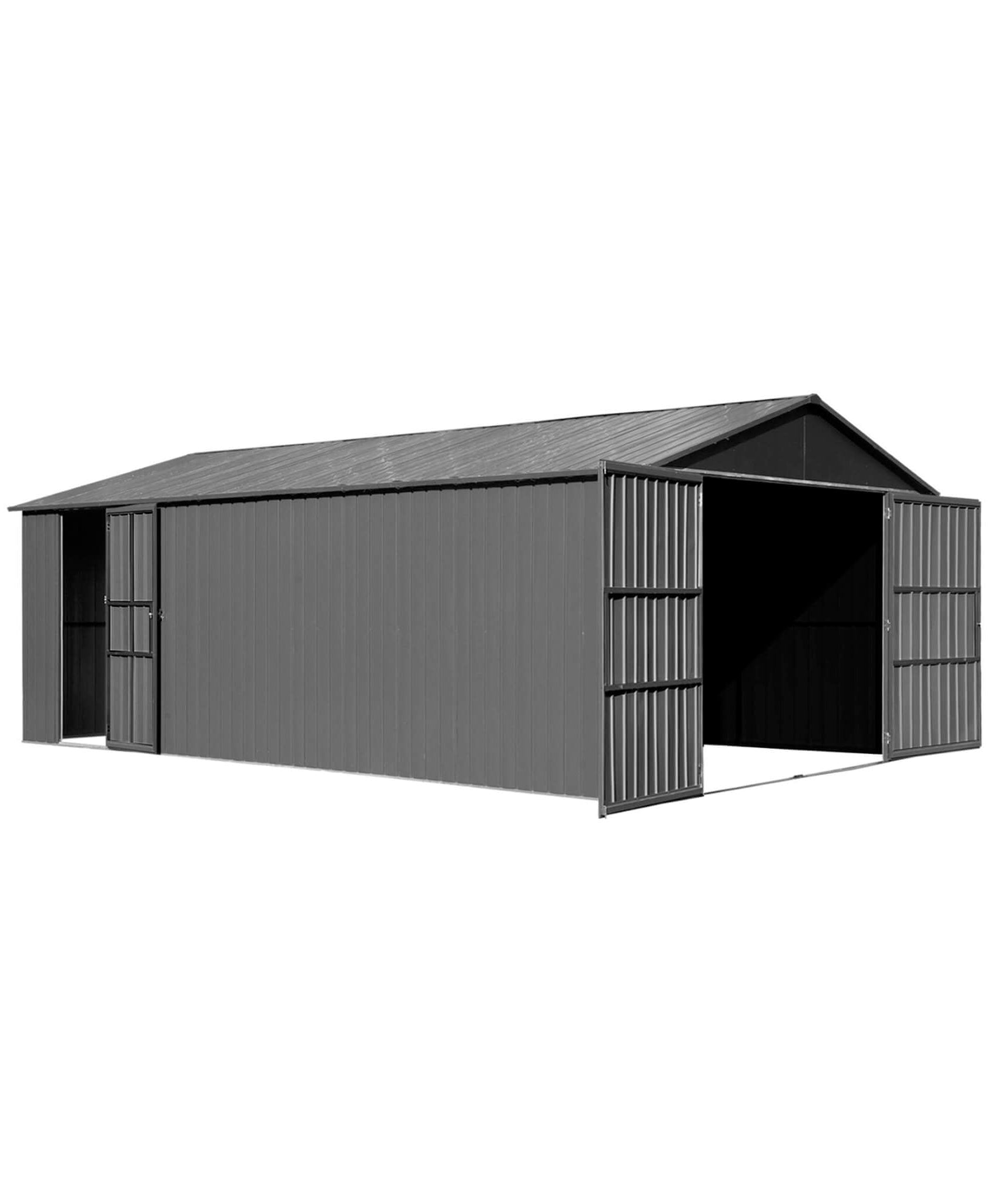 Extra-Large Outdoor Heavy-Duty Metal Garage Shed With Lockable Doors [No Floor] (SAK14093)