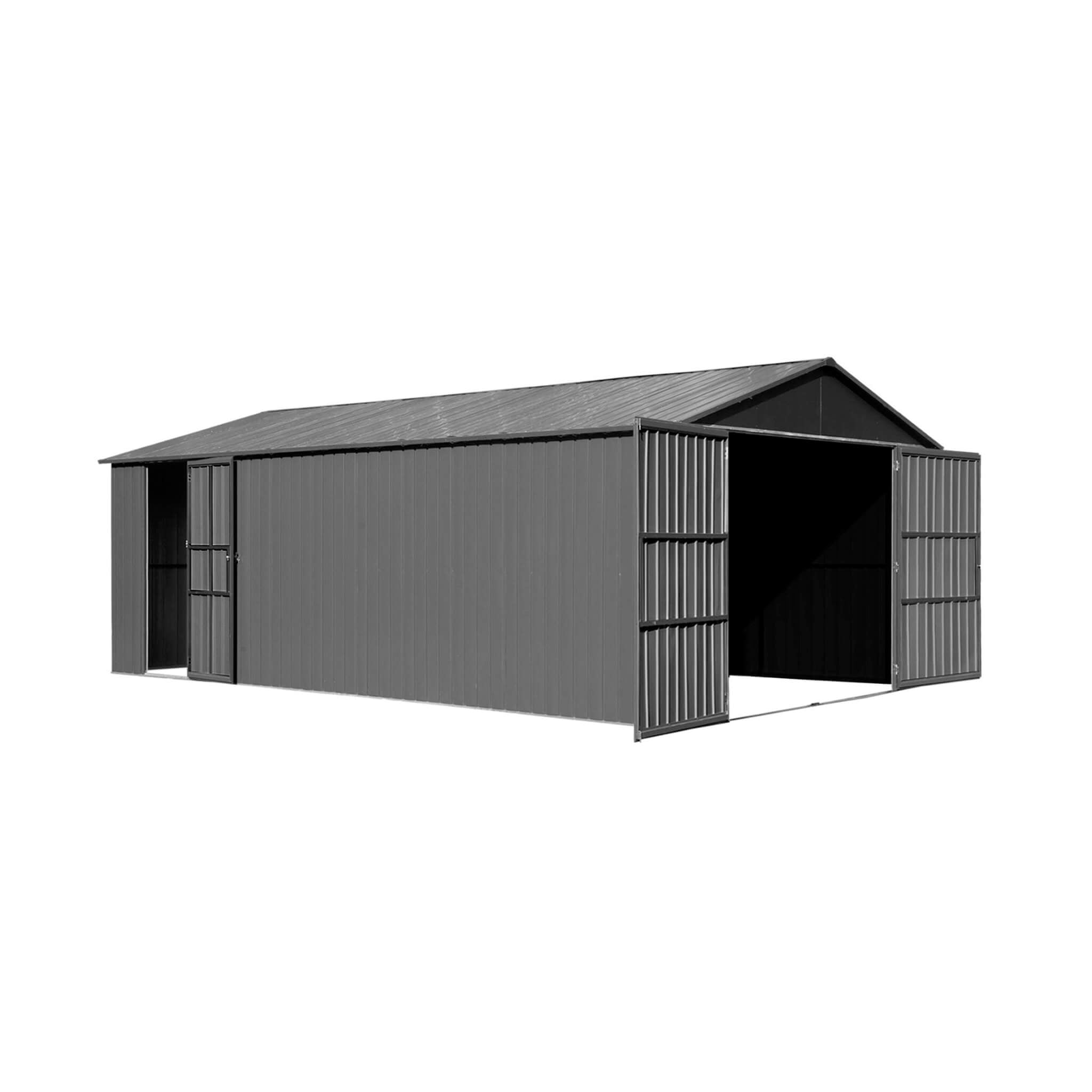 Extra-Large Outdoor Heavy-Duty Metal Garage Shed With Lockable Doors [No Floor] (SAK14093)