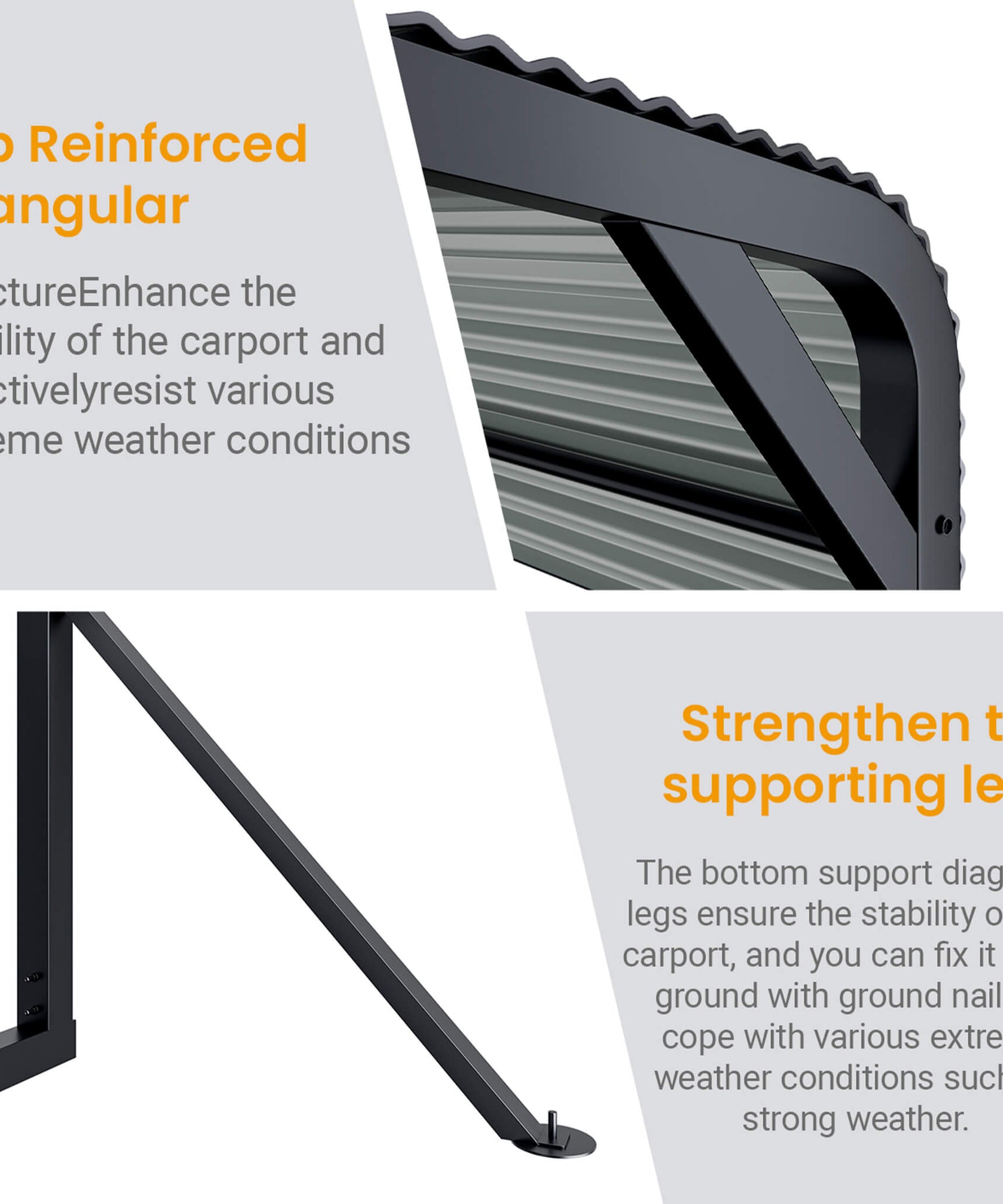 [12X20FT] Alora Heavy-Duty All-Weather Metal Carport With Reinforced Support Base (SAK97381)