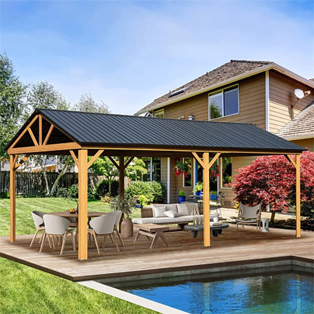 [12X20FT] Alora Premium Outdoor Double-Layer Galvanized Steel Hardtop Gazebo For Patio (SAK46095)